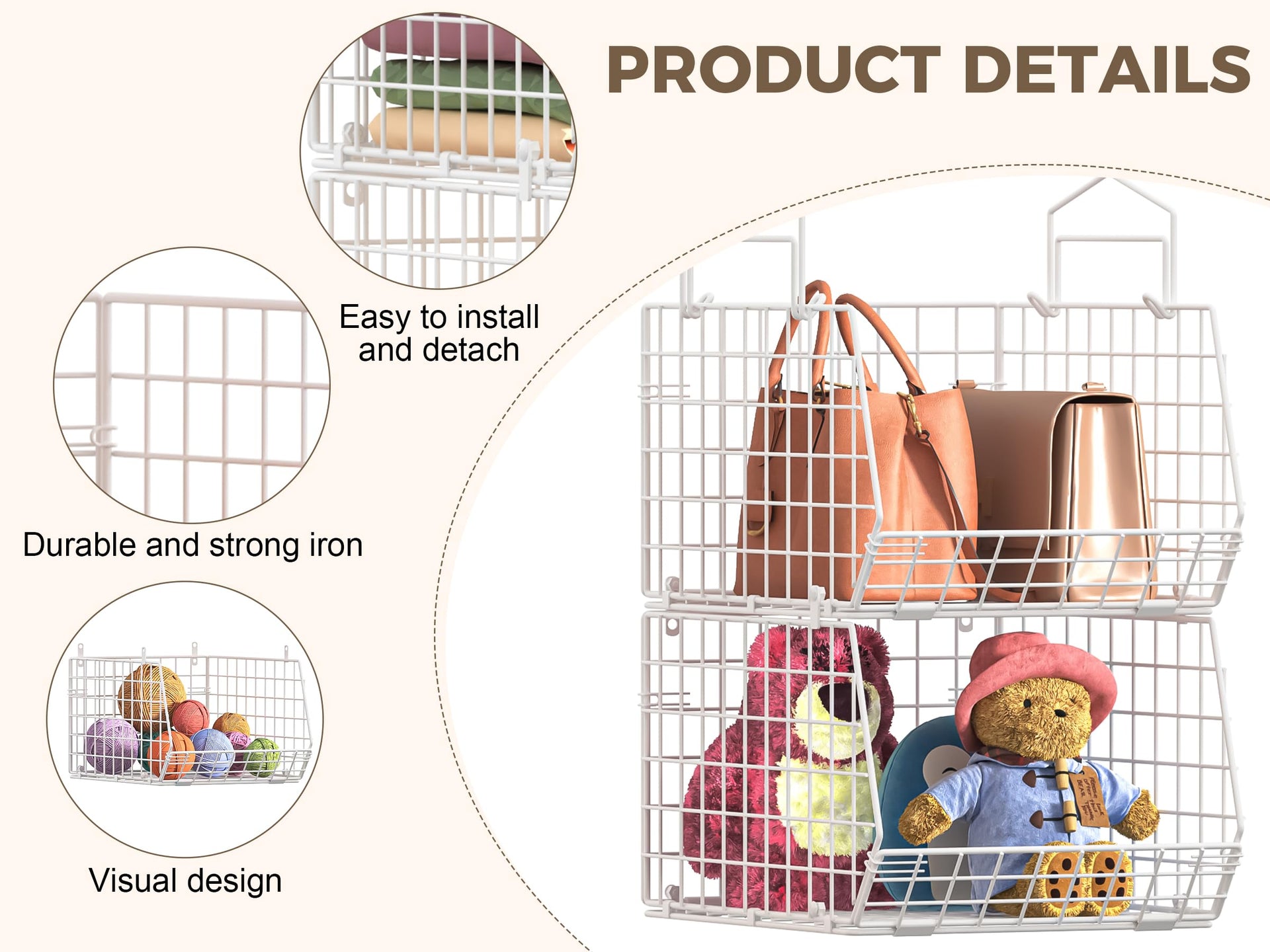 4" Extra Deeper Foldable Hanging Closet Organizer