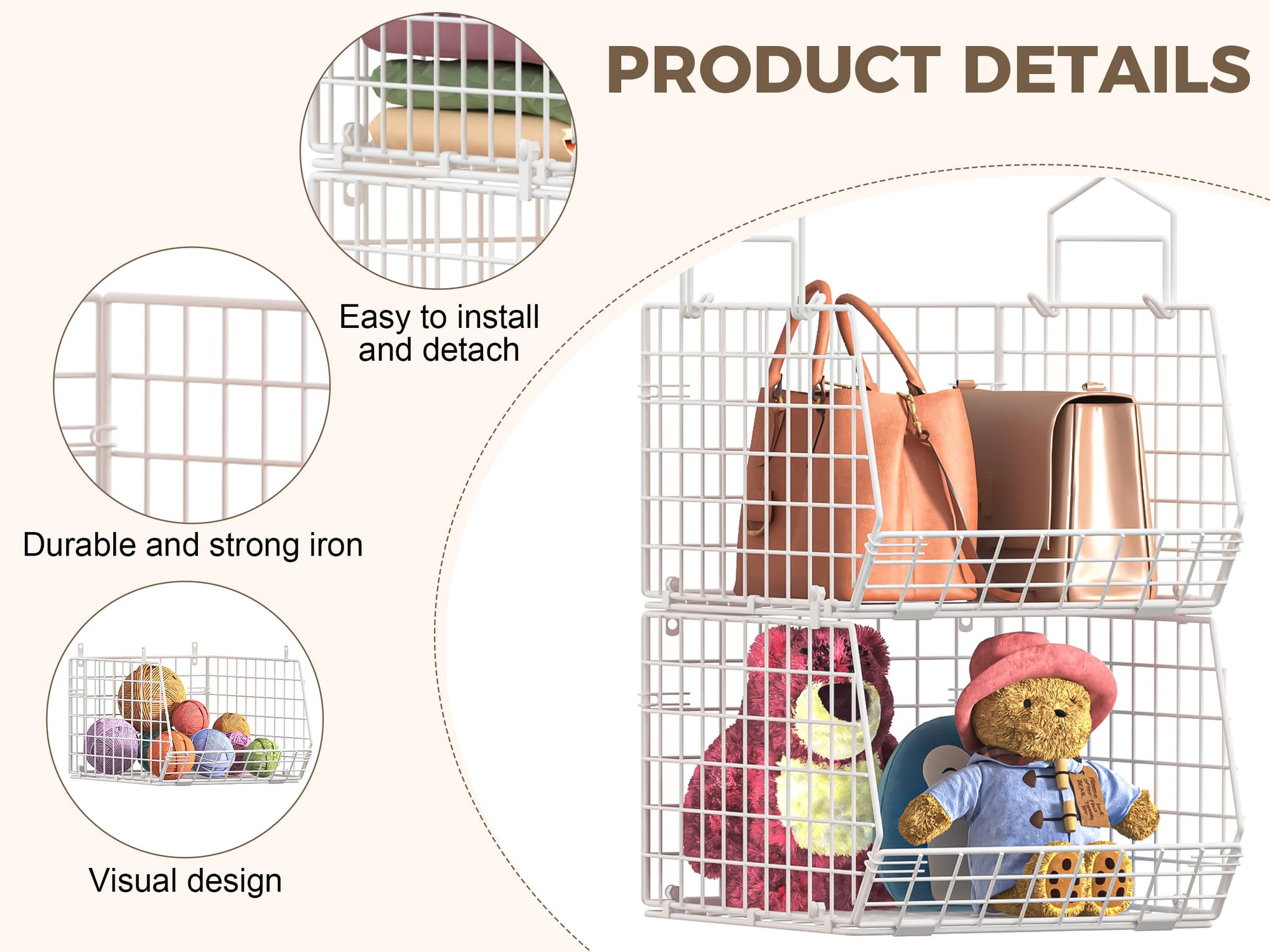 4" Extra Deeper Foldable Hanging Closet Organizer