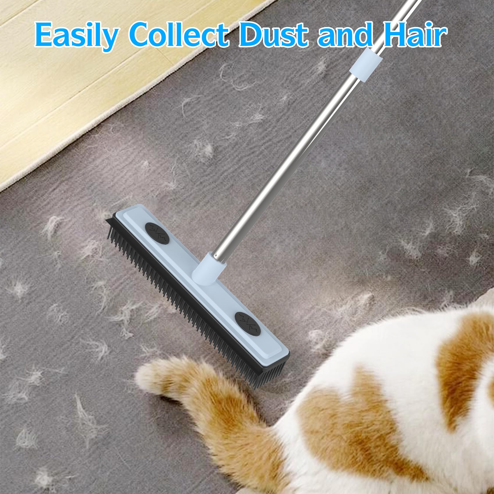 Rubber Broom Carpet Rake for Pet Hair Removal