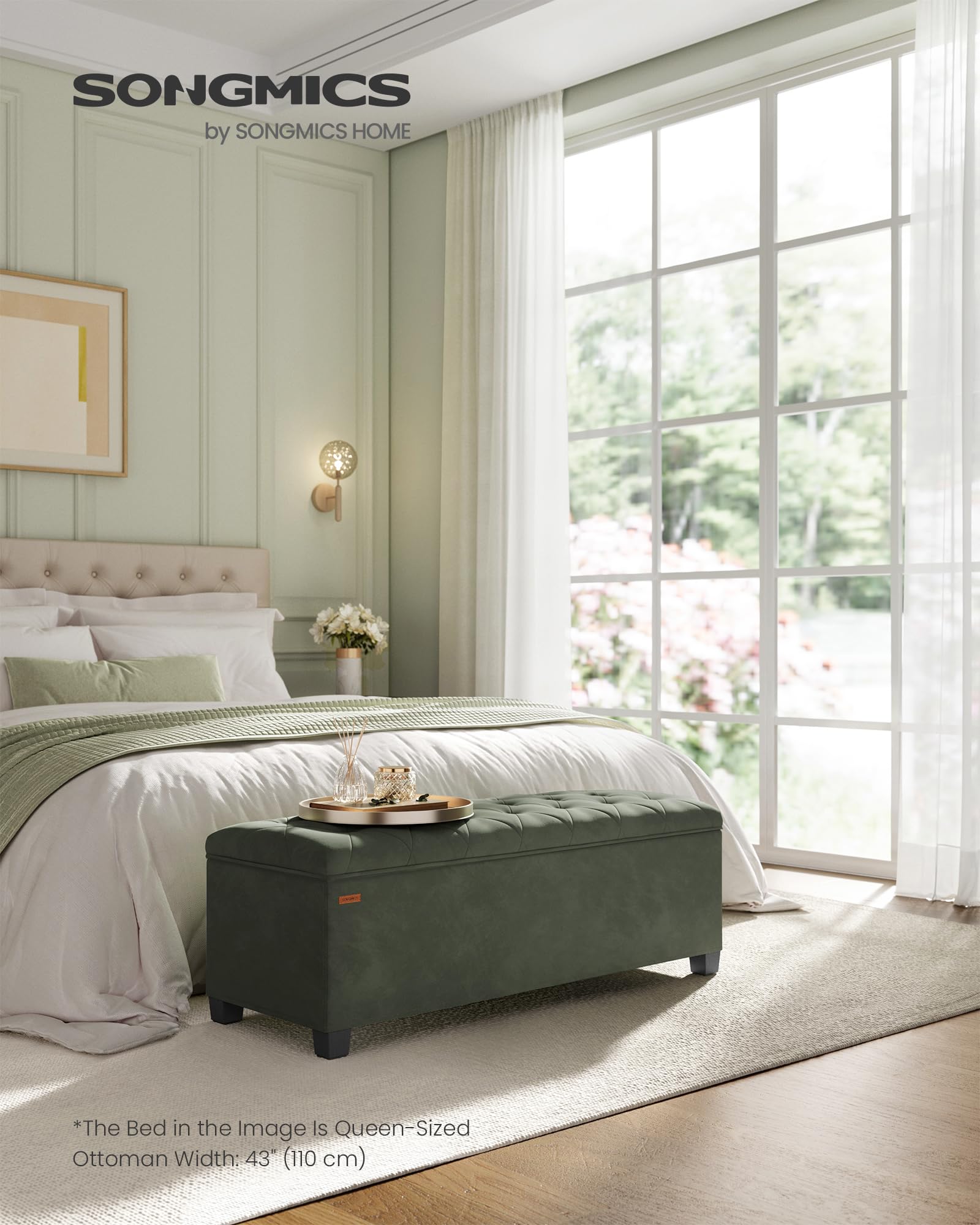 Velvet Storage Ottoman Bench