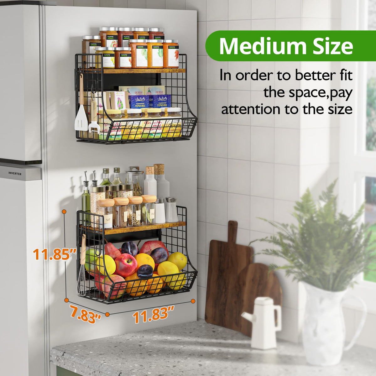 Magnetic Shelf for Fridge with Wood Lid