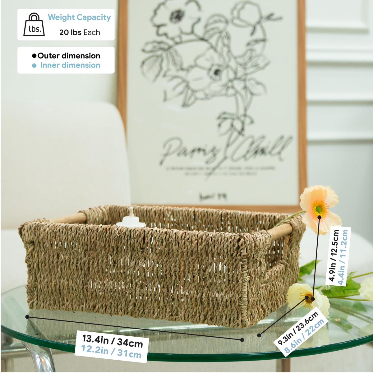 Natural Seagrass Storage Basket with Handle