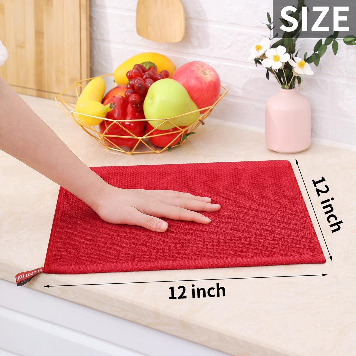 100% Cotton Waffle Weave Kitchen Dish Cloths 12 (12 Count)