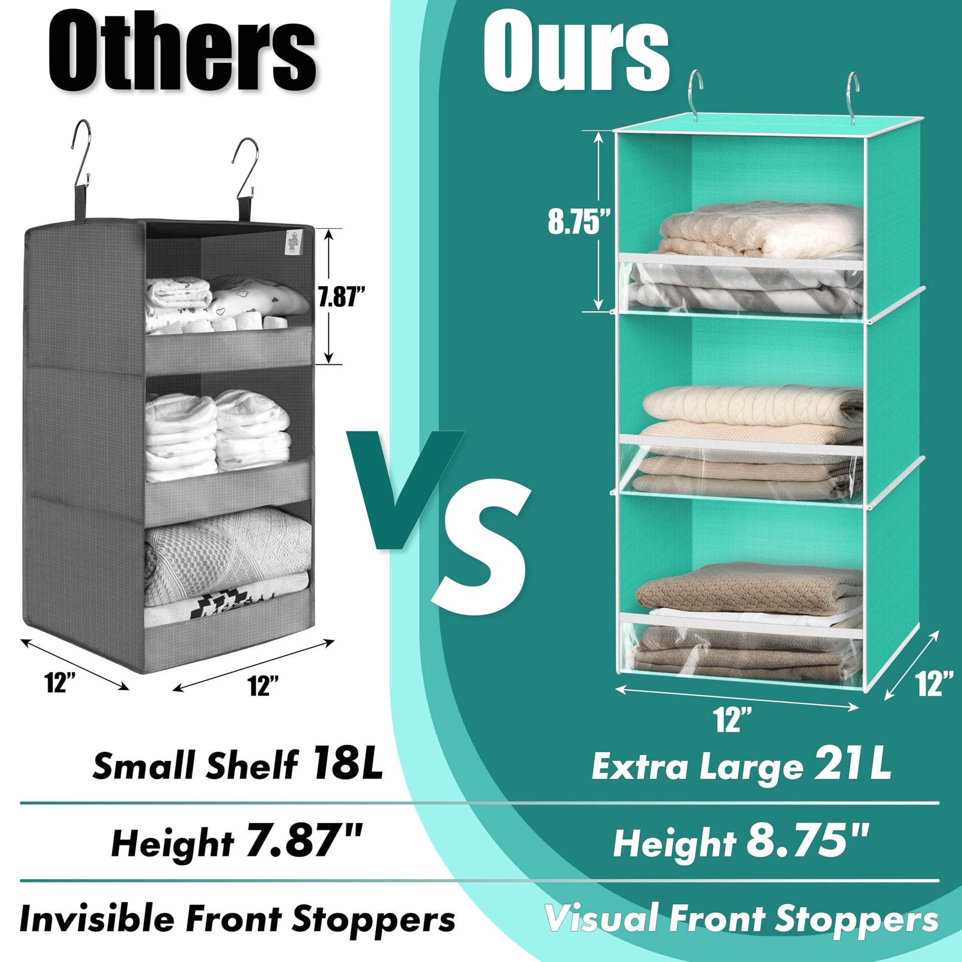 3 Shelf Hanging Closet Organizer