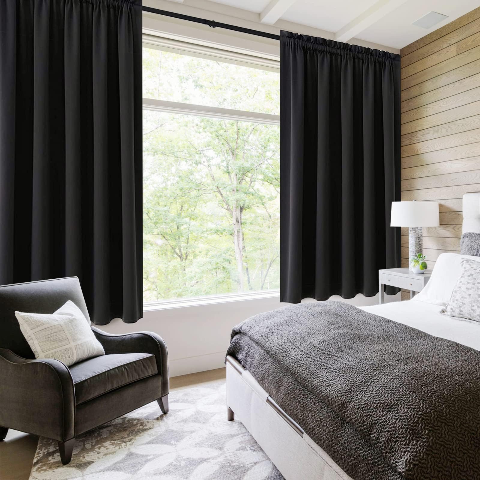 Short Blackout Curtains 52 x 36 Inch Long for Kitchen RV Bunk Black (2 Count)