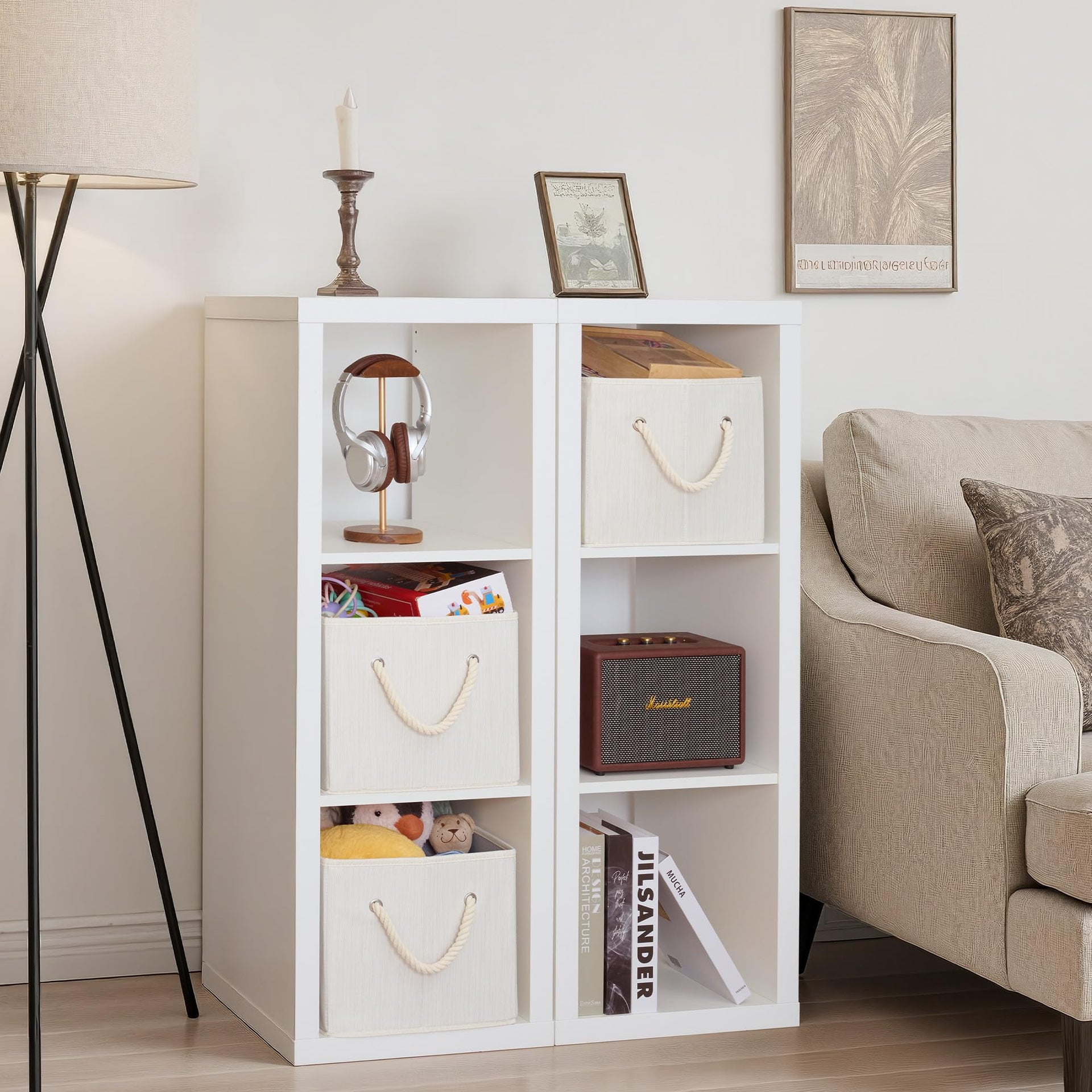 Fabric Storage Bins with Rope Handles (3 Count)