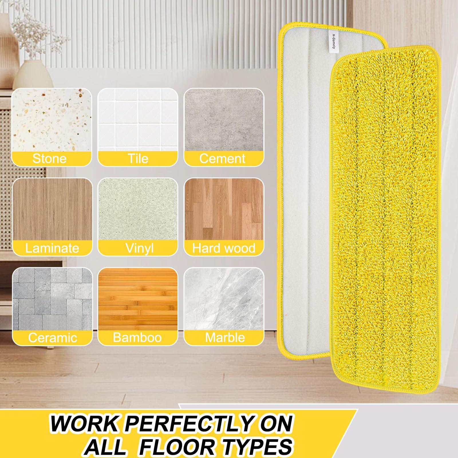16.5 Inch Reusable Mop Pads Microfiber Spray Mop Replacement Heads for Wet