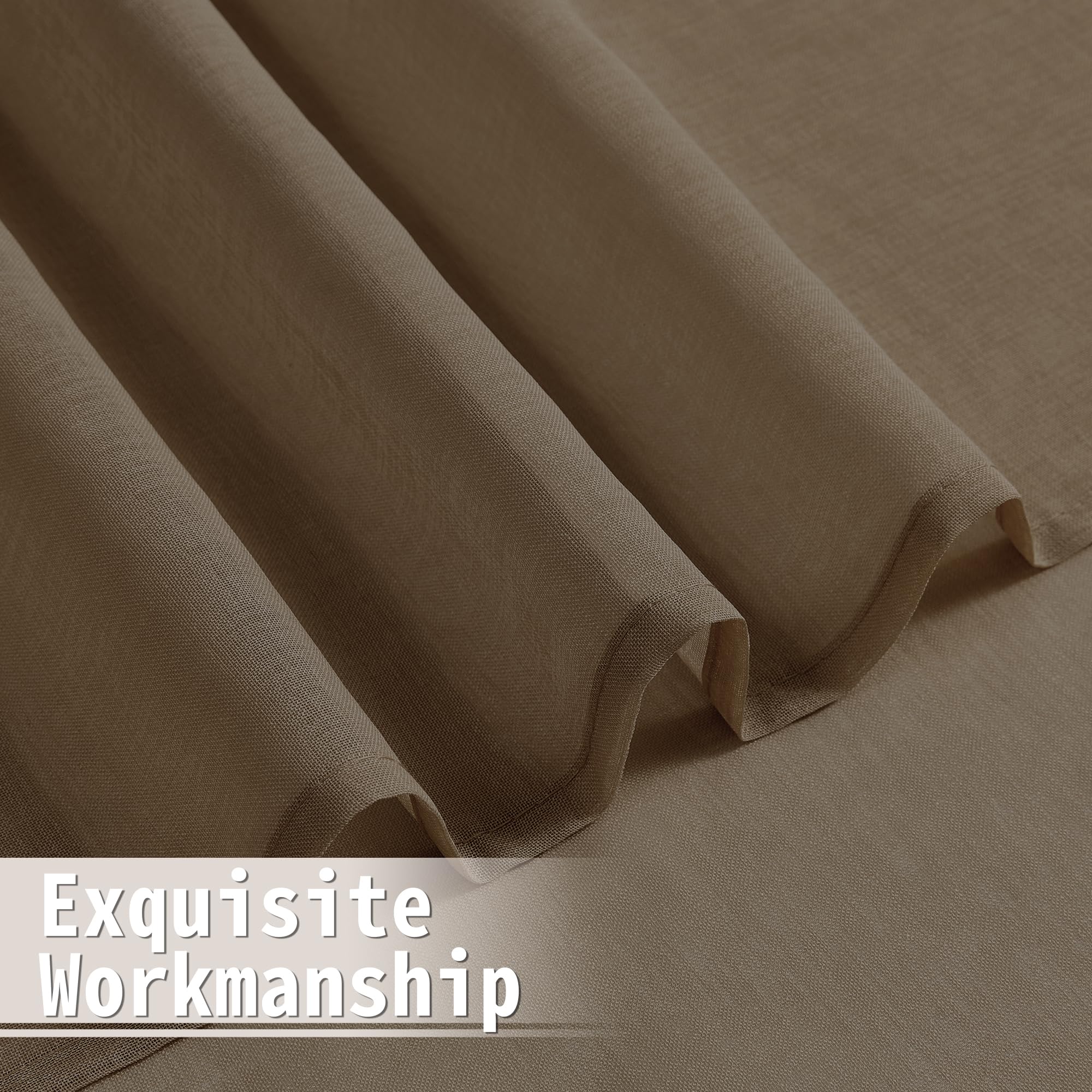 Short Sheer Door Curtain Closet Linen Textured Curtain Sheers Doorway Light Filtering Voile Patio Glass Doors Rod Pocket Curtains French Door