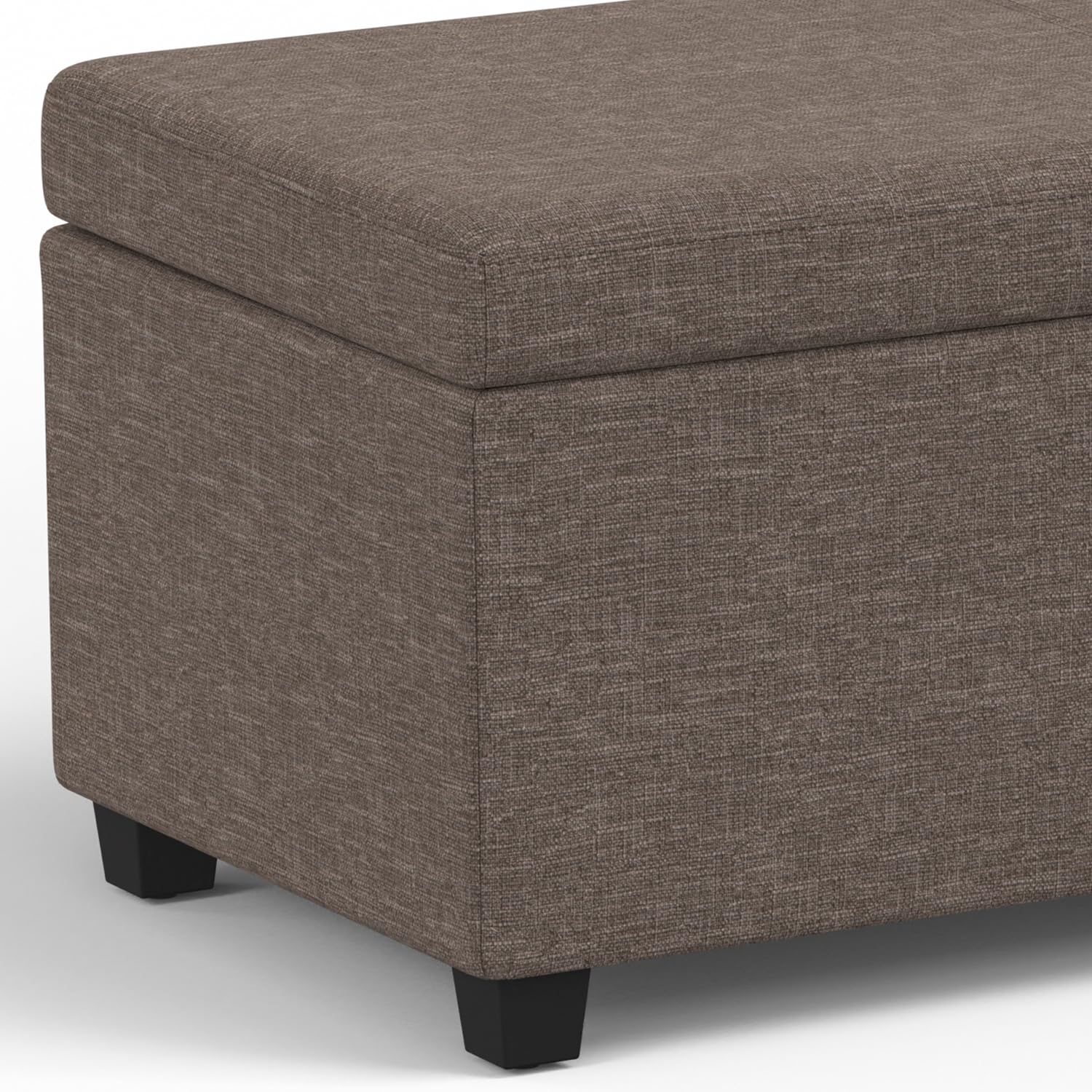 Avalon 54" Wide Linen Look Fabric Storage Ottoman in Fawn Brown