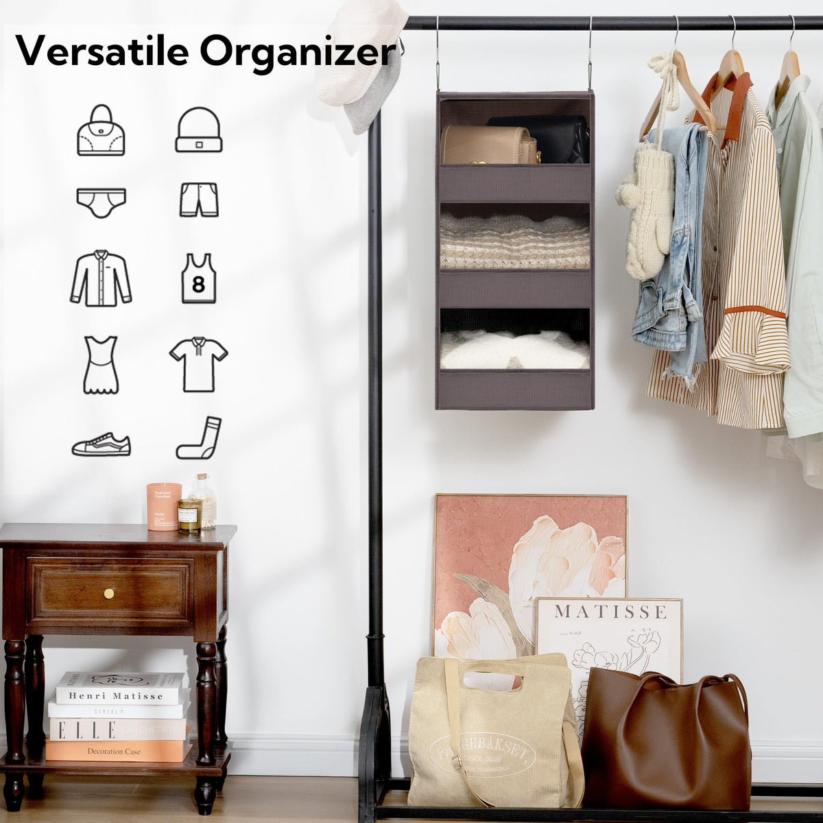 3 Shelf Hanging Closet Organizer