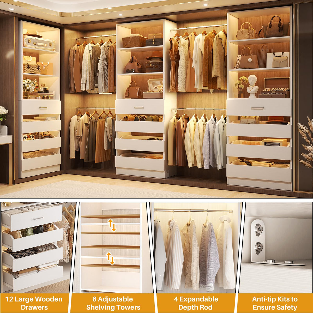 Closet System with 12 Drawers