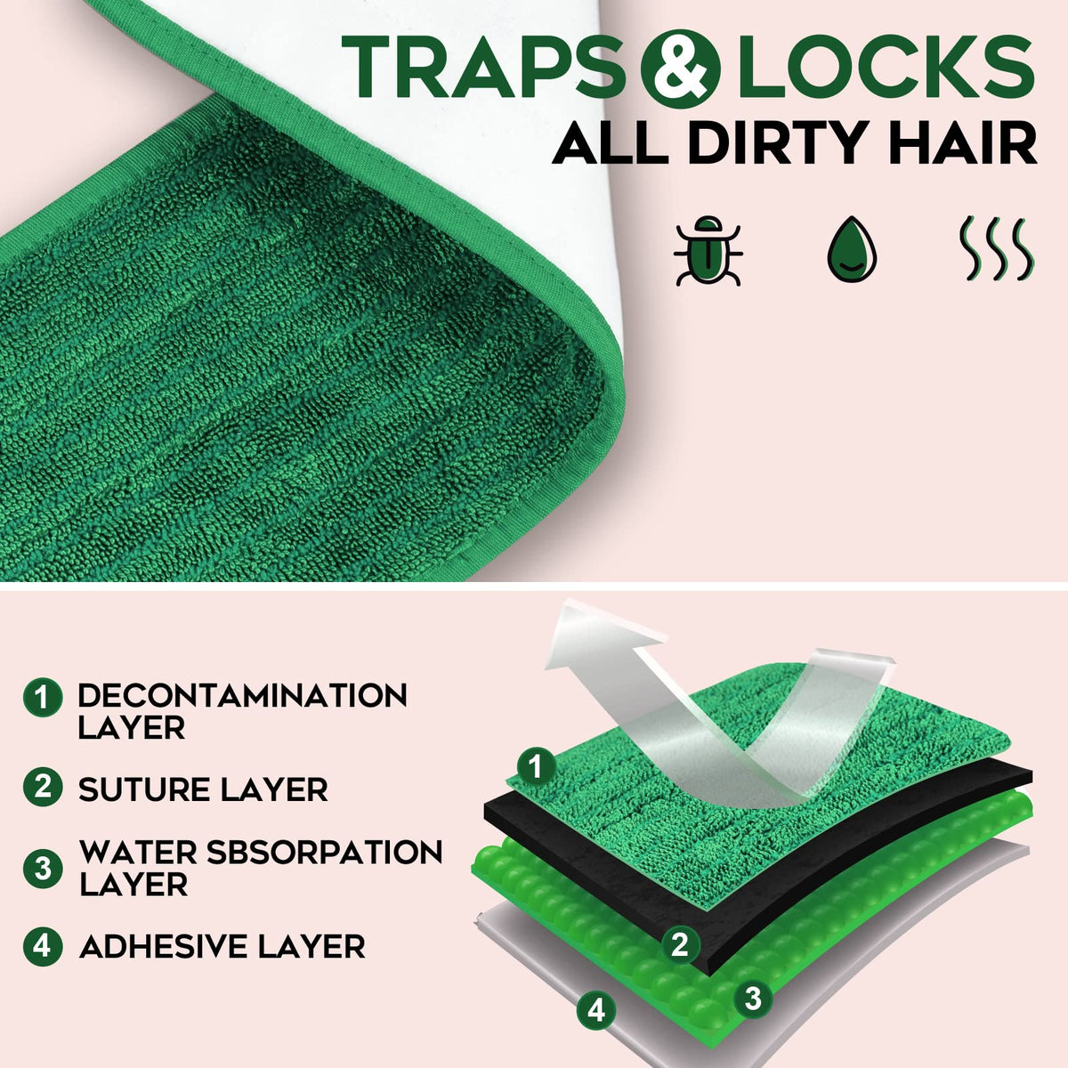 Matthew 18'' Microfiber Mop Replacement Pads for Wet Dry Reusable Mops Floor Home Commercial Cleaning Refills (12 Count)