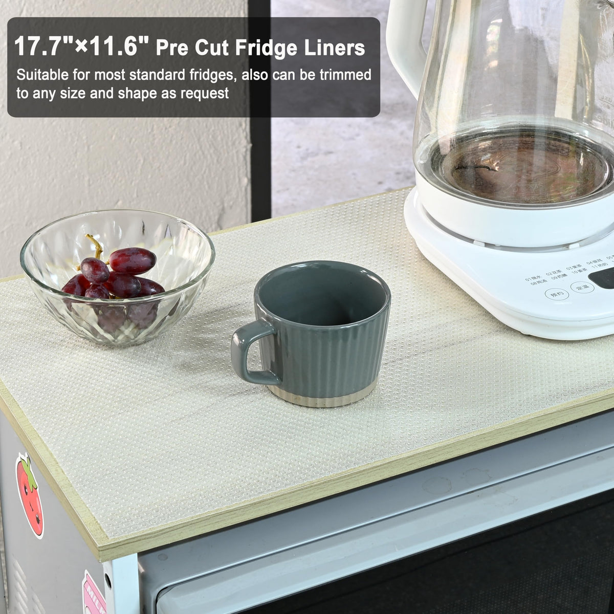12Pcs Refrigerator Liners Washable Fridge Shelf Liners Refrigerator Mats for Freezer Glass Shelves Kitchen Cabinets Cupboards Drawers (12 Count)