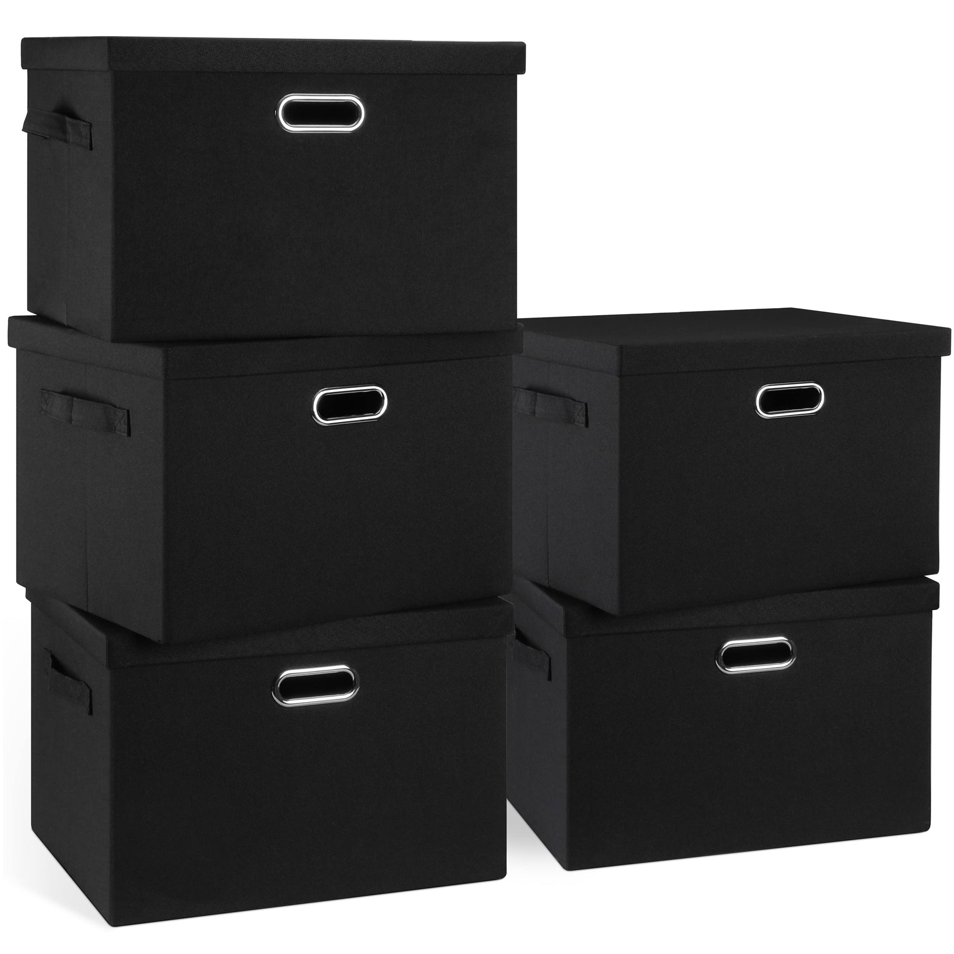 Large 17" 36 Quart Collapsible Stackable Storage Bins with Lids (5 Count)