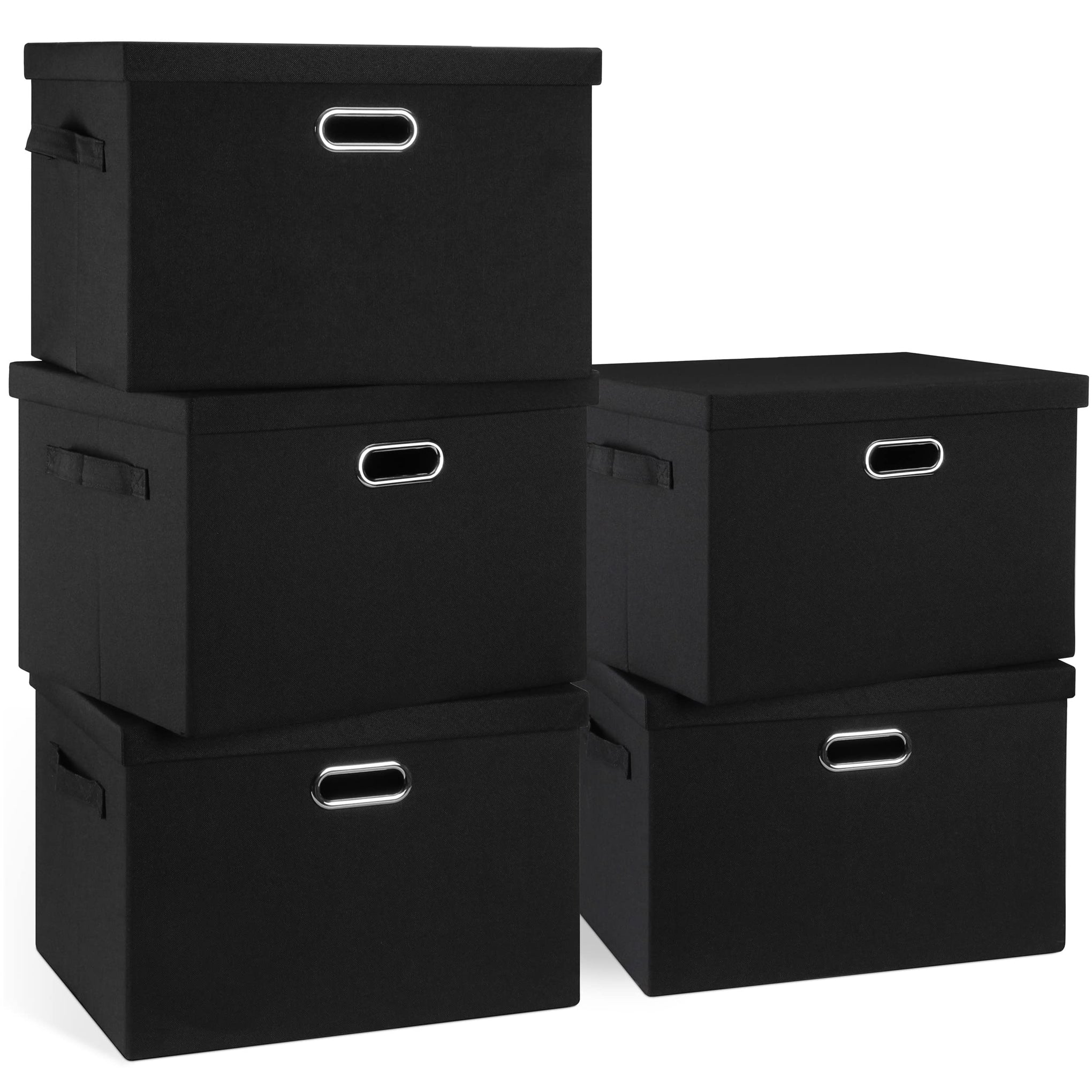 Large 17" 36 Quart Collapsible Stackable Storage Bins with Lids (5 Count)
