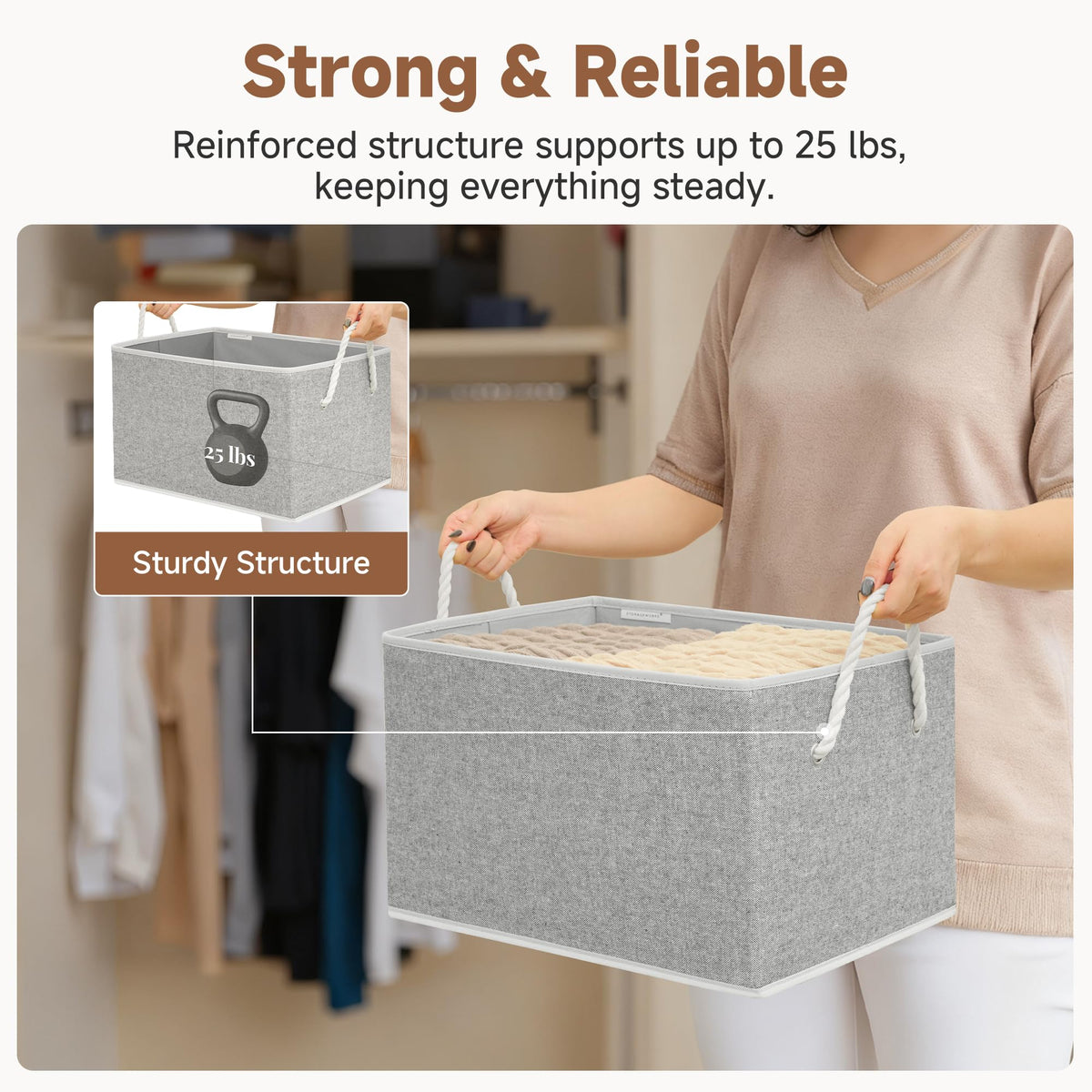 Storage Bins with Rope Handles (3 Count)