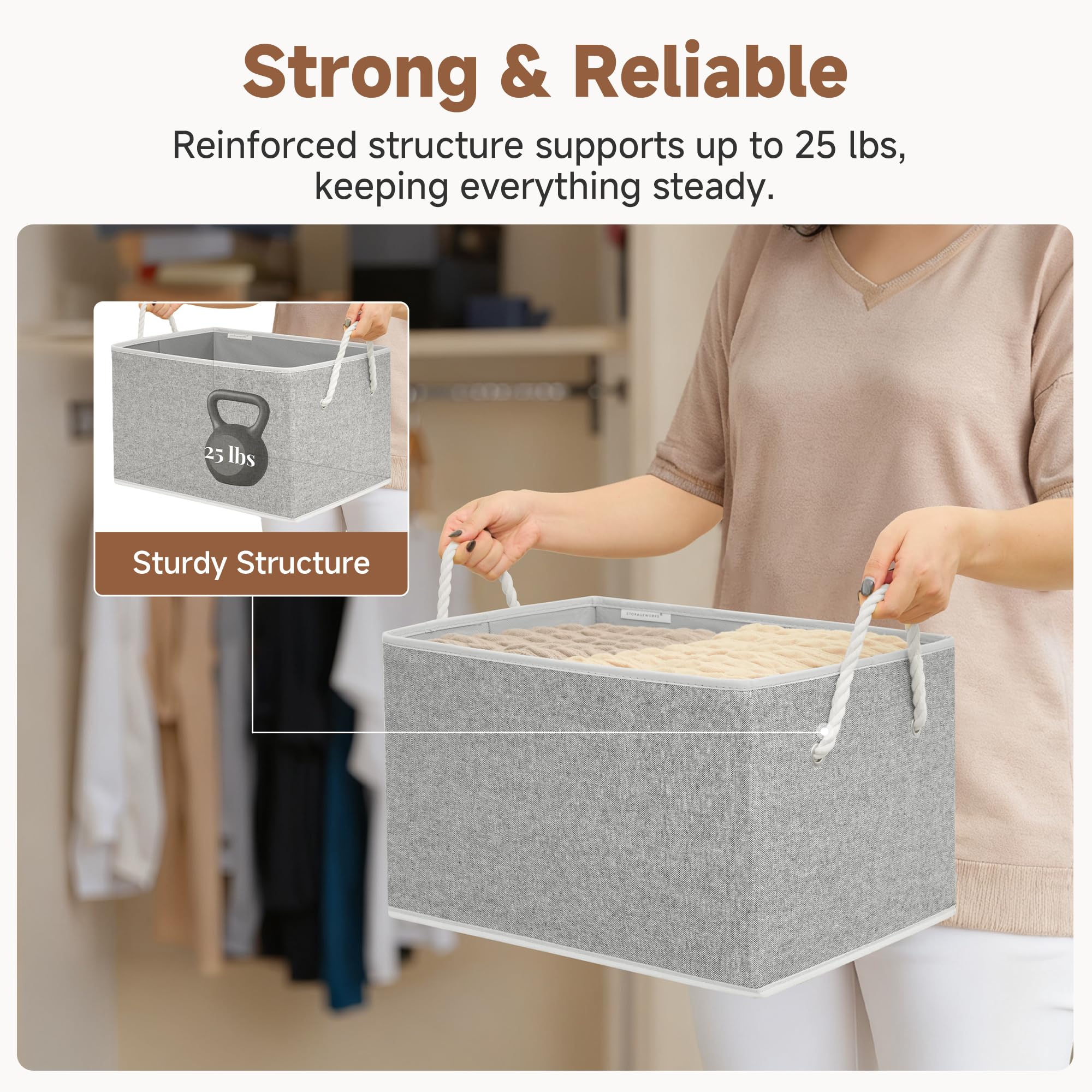 Storage Bins with Rope Handles (3 Count)