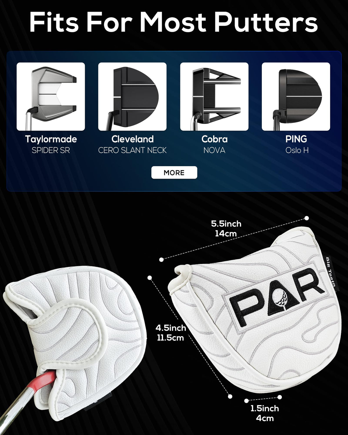 Golf Mallet Putter Cover Pure White Mallet Putter Headcover