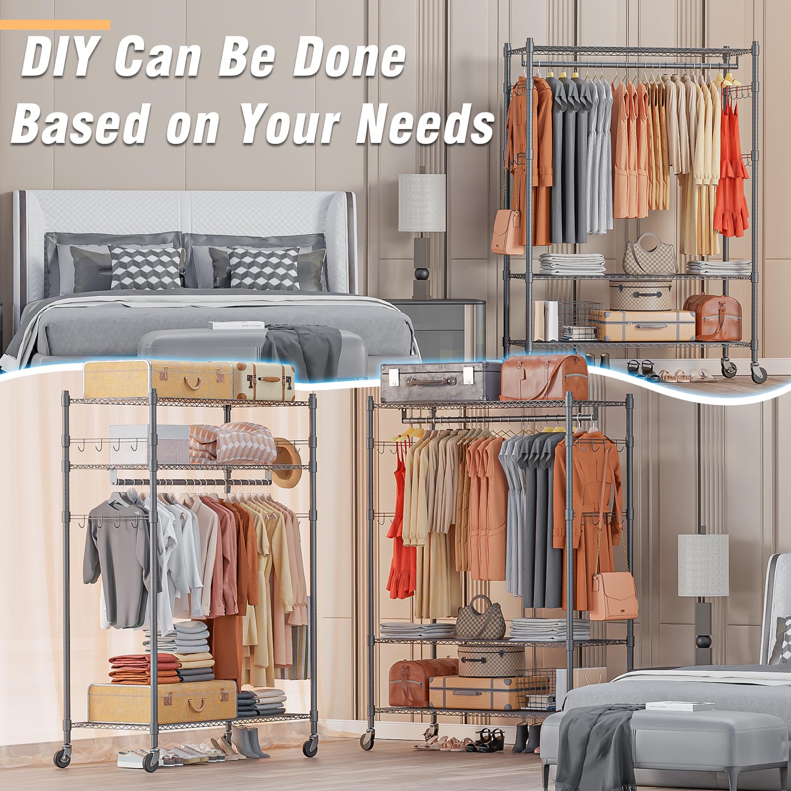 Heavy Duty Rolling Clothing Rack