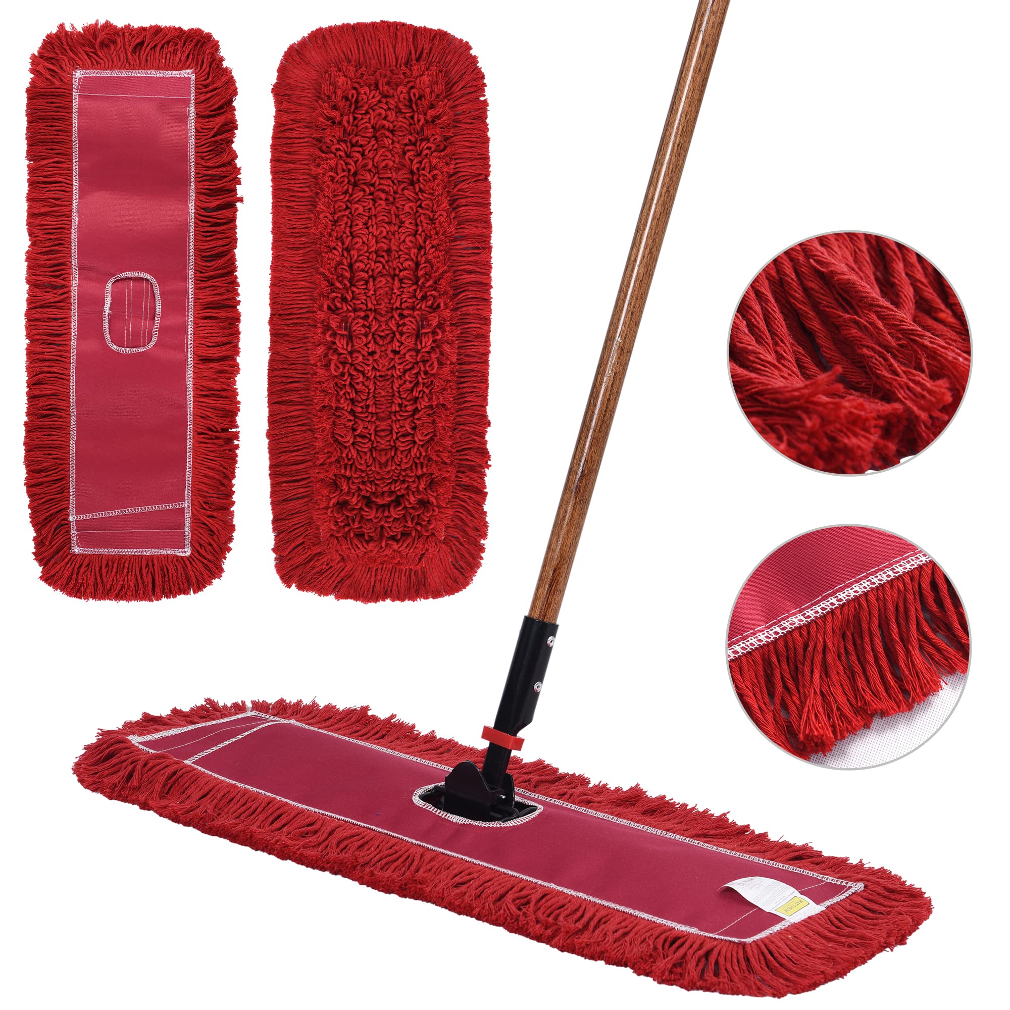 Matthew Cleaning 24'' Industrial Strength Cotton Dust Mop Refill Washable Replacement Heads for Residential & Commercial Use Fit Standard Dust Mop Frames (3 Count) - ModHome Supplies