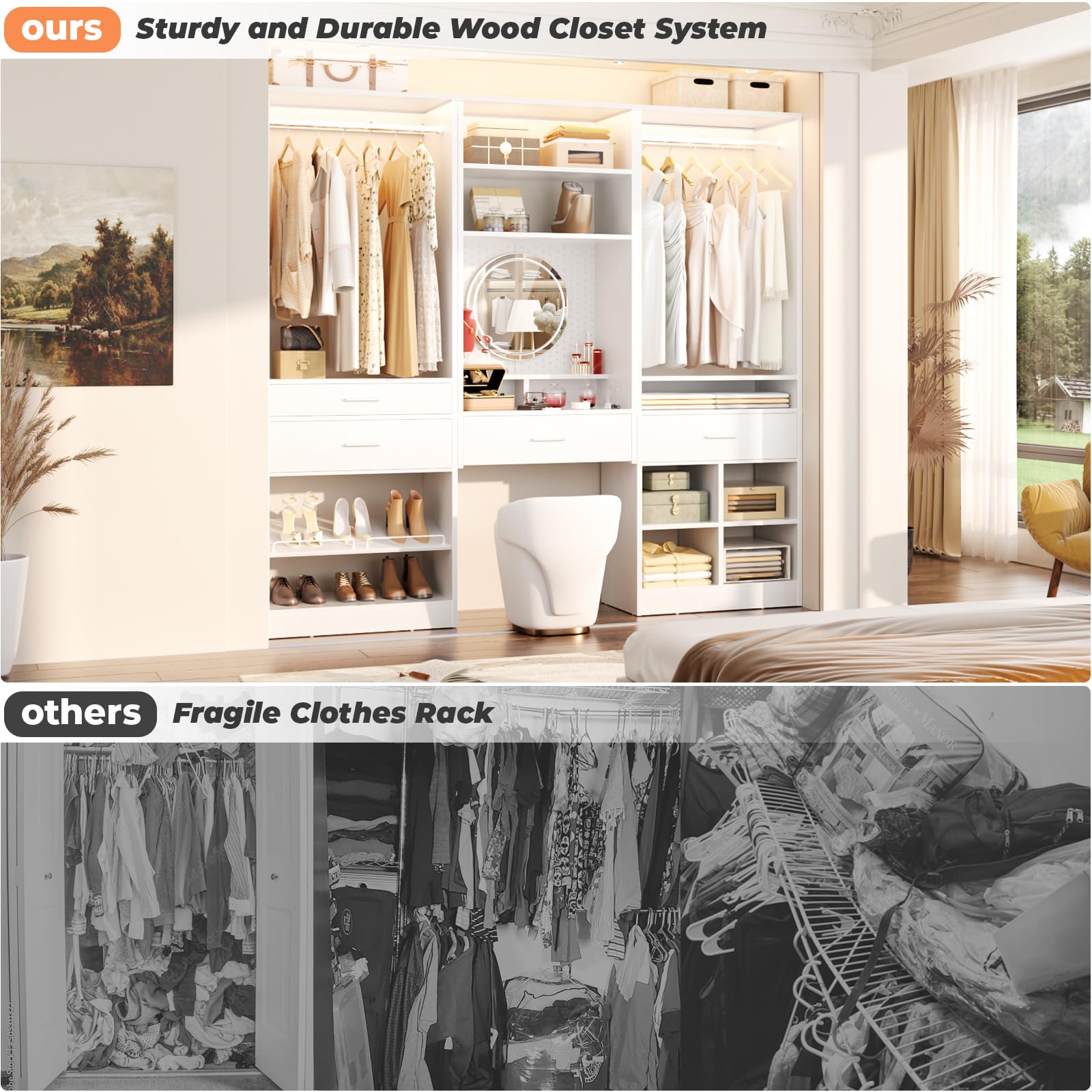 75" Modular Closet System with Magnetic Pegboard (3 Count)