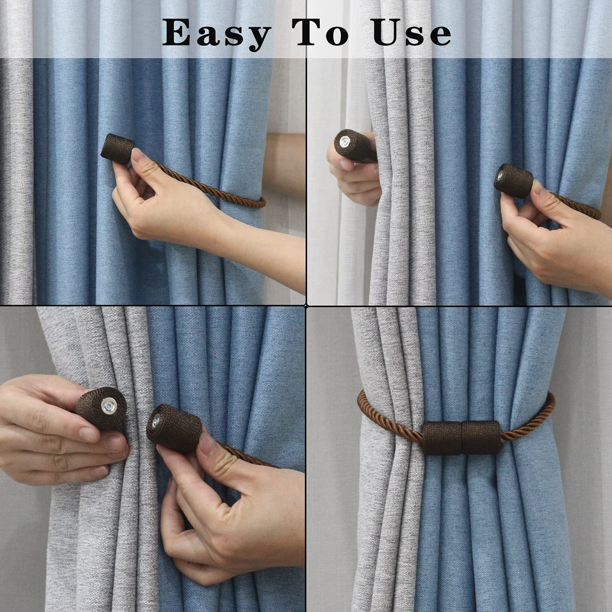 Magnetic Curtain Tiebacks Holdbacks Decorative Tie Backs for Windows Porlau (2 Count)