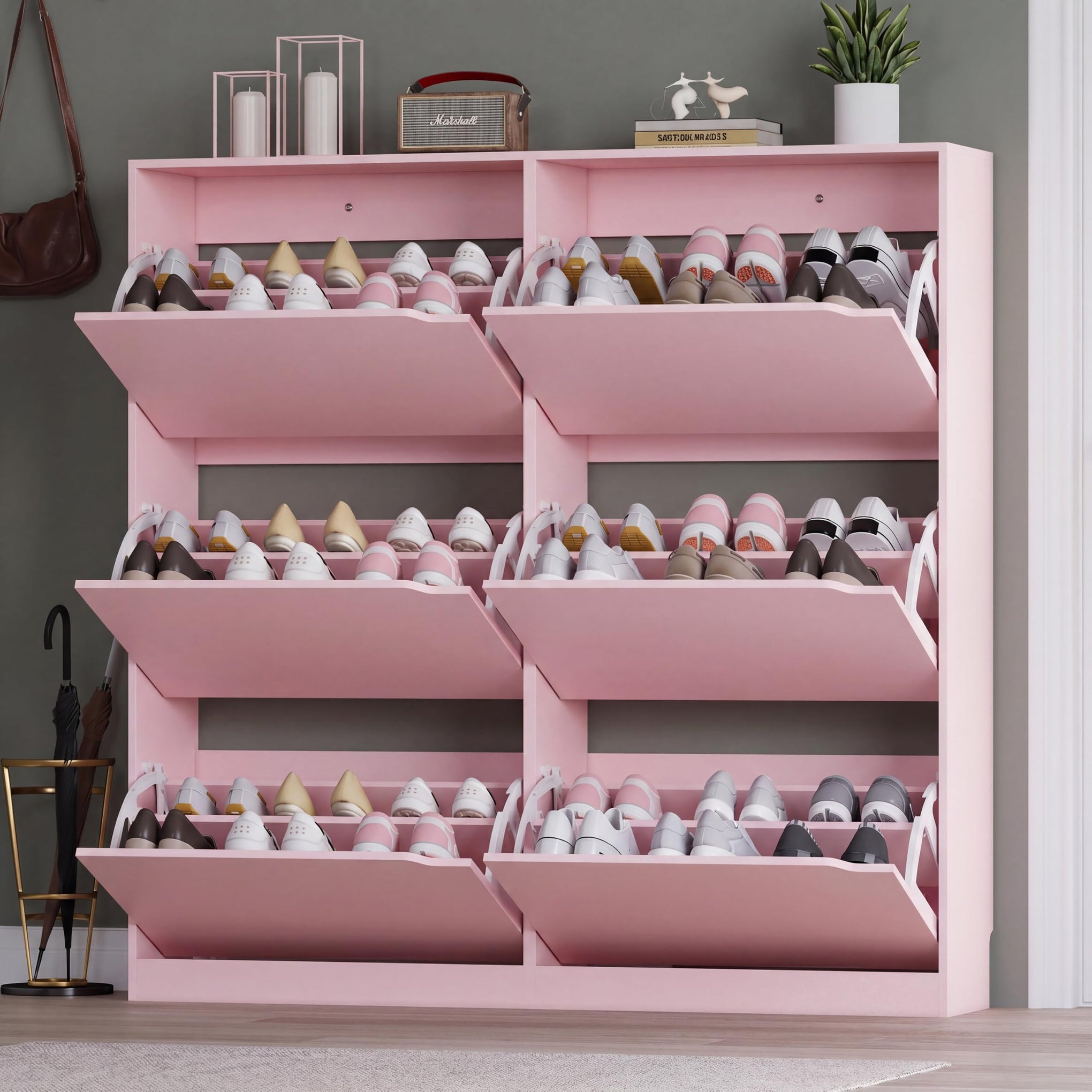 Shoe Cabinet with 6 Flip Drawers
