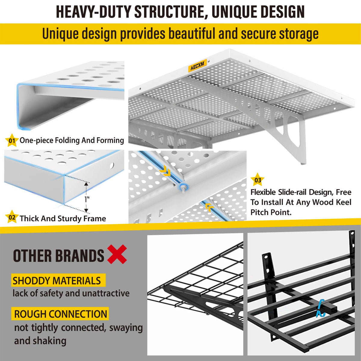 2 Pack 2x3ft Adjustable Garage Wall Shelving 560lbs Load Capacity Heavy Duty Wall Mounted Storage Shelf Metal Floating Shelves for Garage (2 Count)