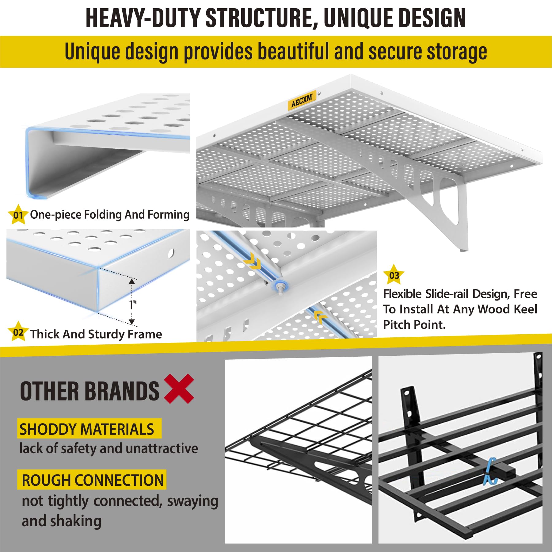 2 Pack 2x3ft Adjustable Garage Wall Shelving 560lbs Load Capacity Heavy Duty Wall Mounted Storage Shelf Metal Floating Shelves for Garage (2 Count)