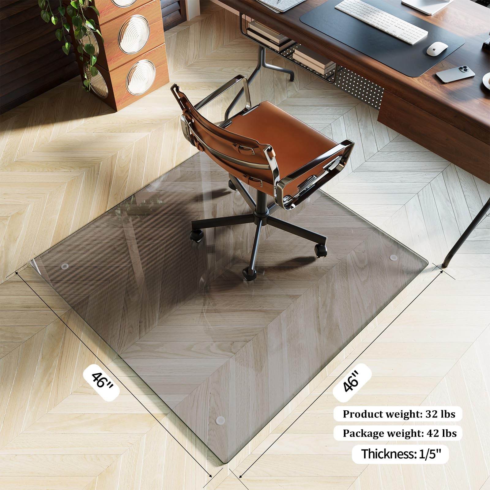 46" x 46" Office Chair Mat for Hardwood Floors & Carpets