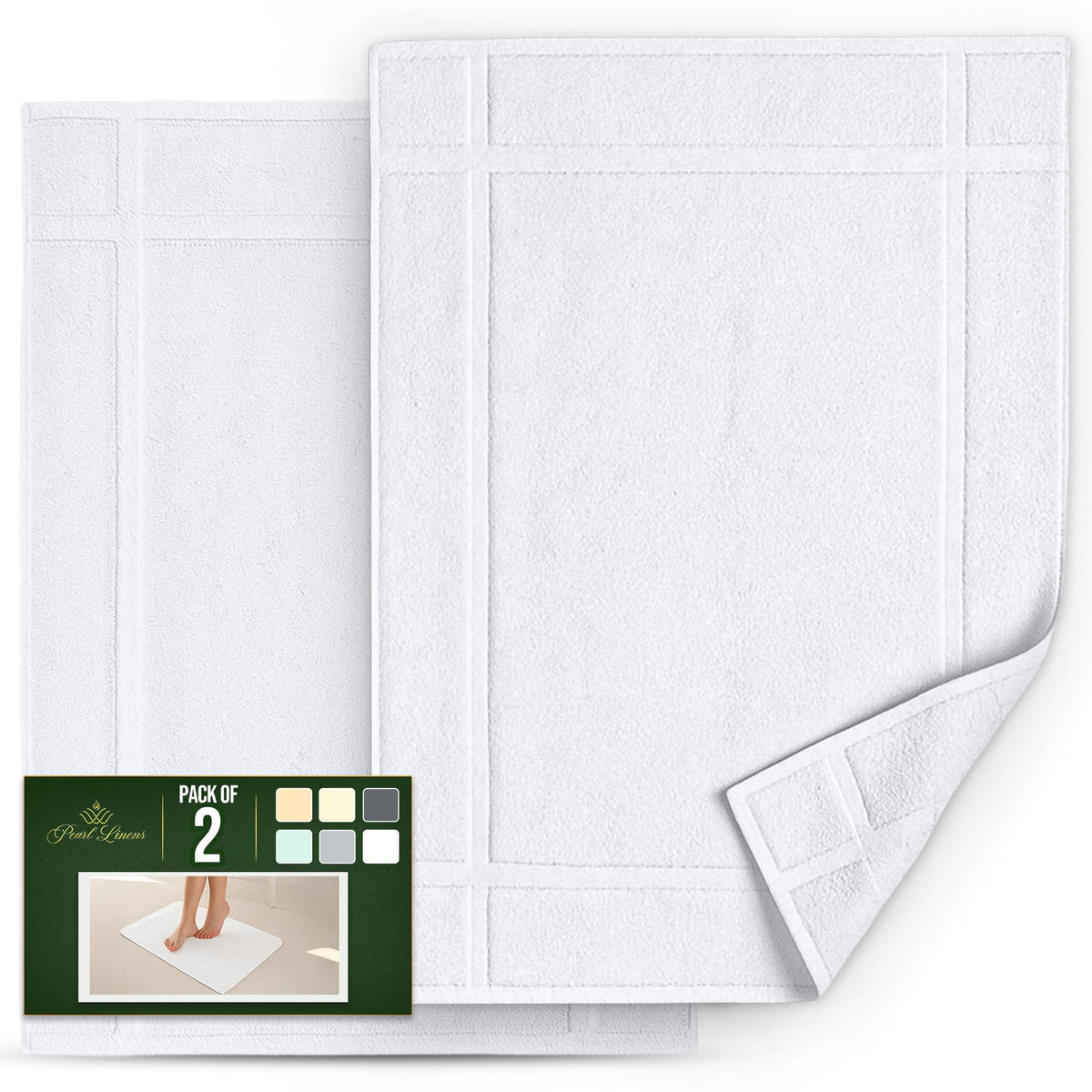 Pack of 2 100% Cotton Bath Mat 18x25 inches (2 Count)