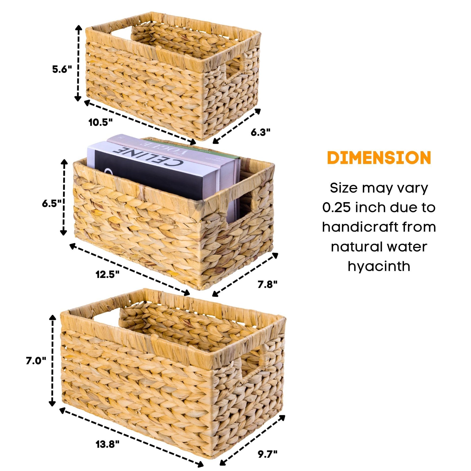 Set of 6 Rectangular Wicker Storage Baskets for Shelves (6 6)