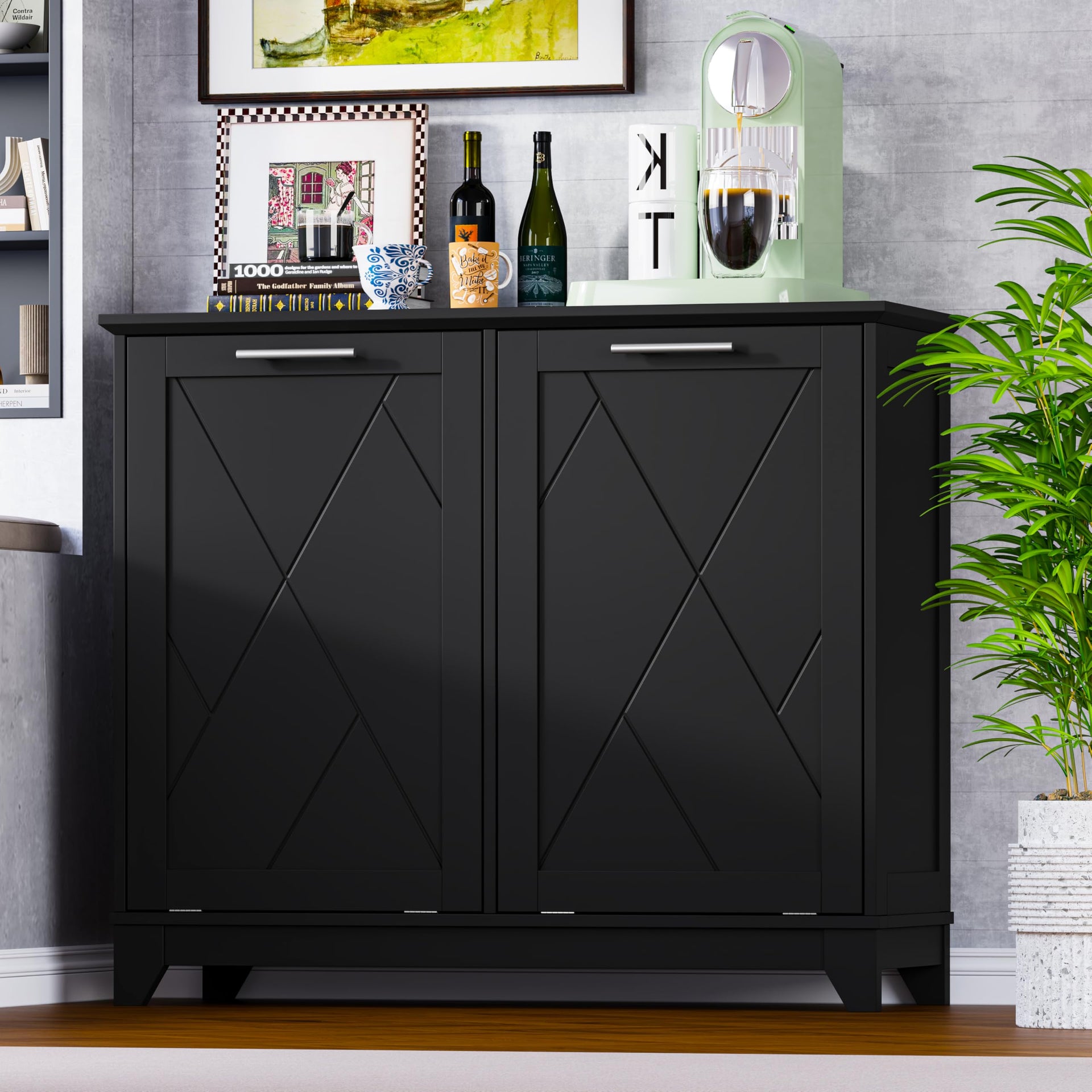 Tilt Out Trash Can Cabinet for 2 Bins