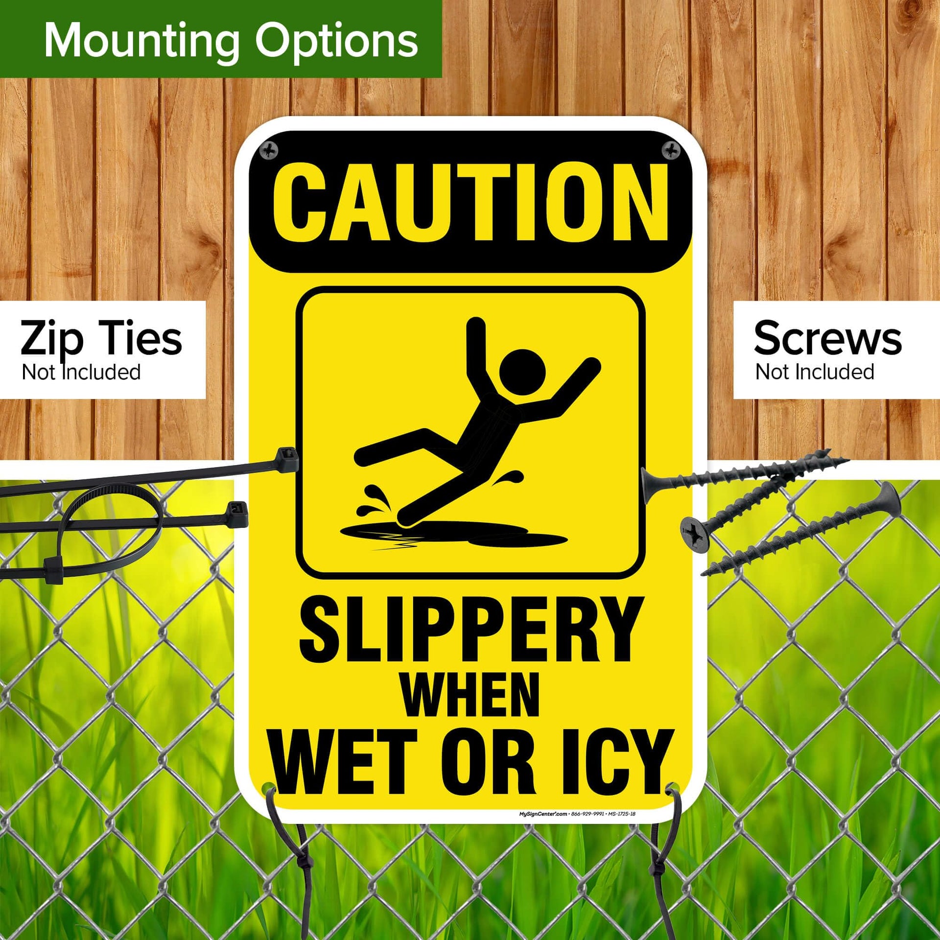 Caution Slippery When Wet Sign or ICY Sign