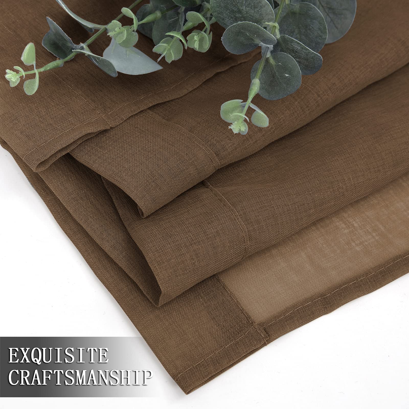 Sheer Curtain Linen Textured Bedroom Curtains Sheer Light Filtering Rod Pocket Voile Curtain for Living Room