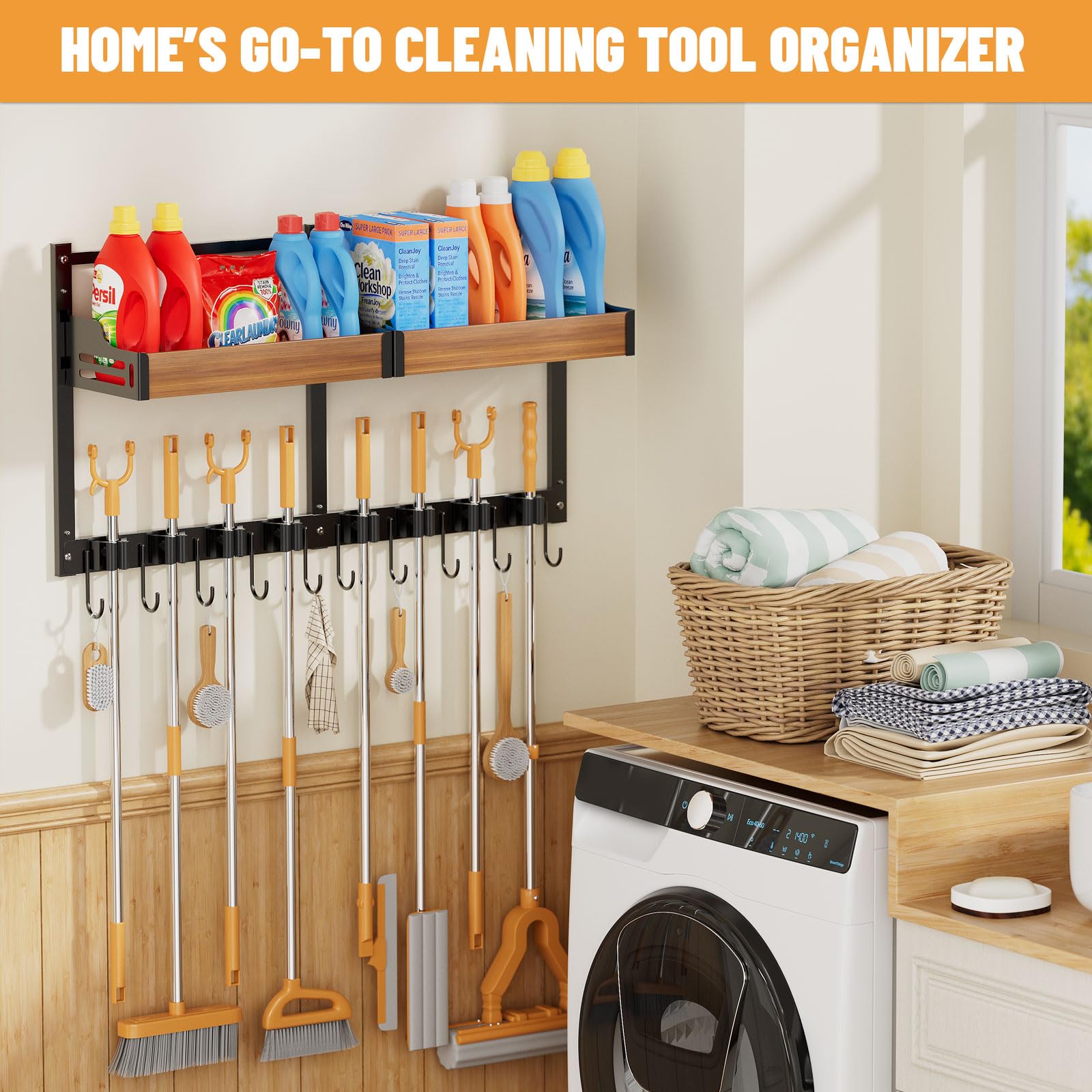 Broom and Mop Organizer Wall Hanging