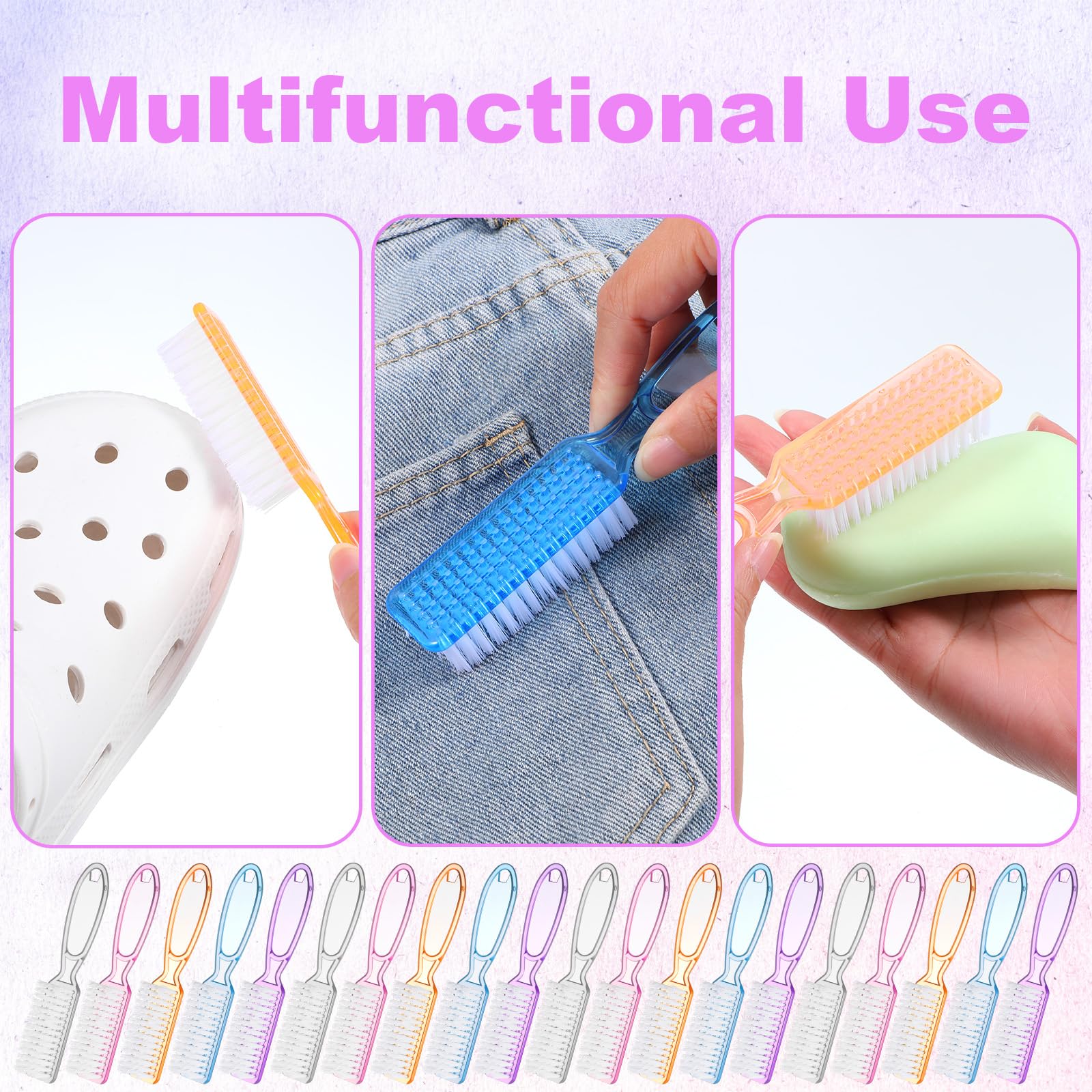 50 Pcs Handle Grip Nail Scrubber Brushes (50 Count)