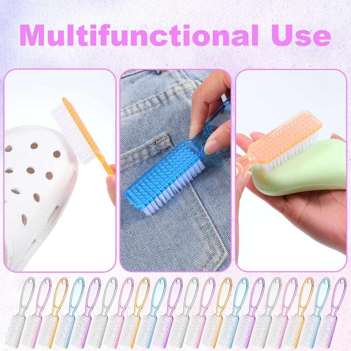 50 Pcs Handle Grip Nail Scrubber Brushes (50 Count)