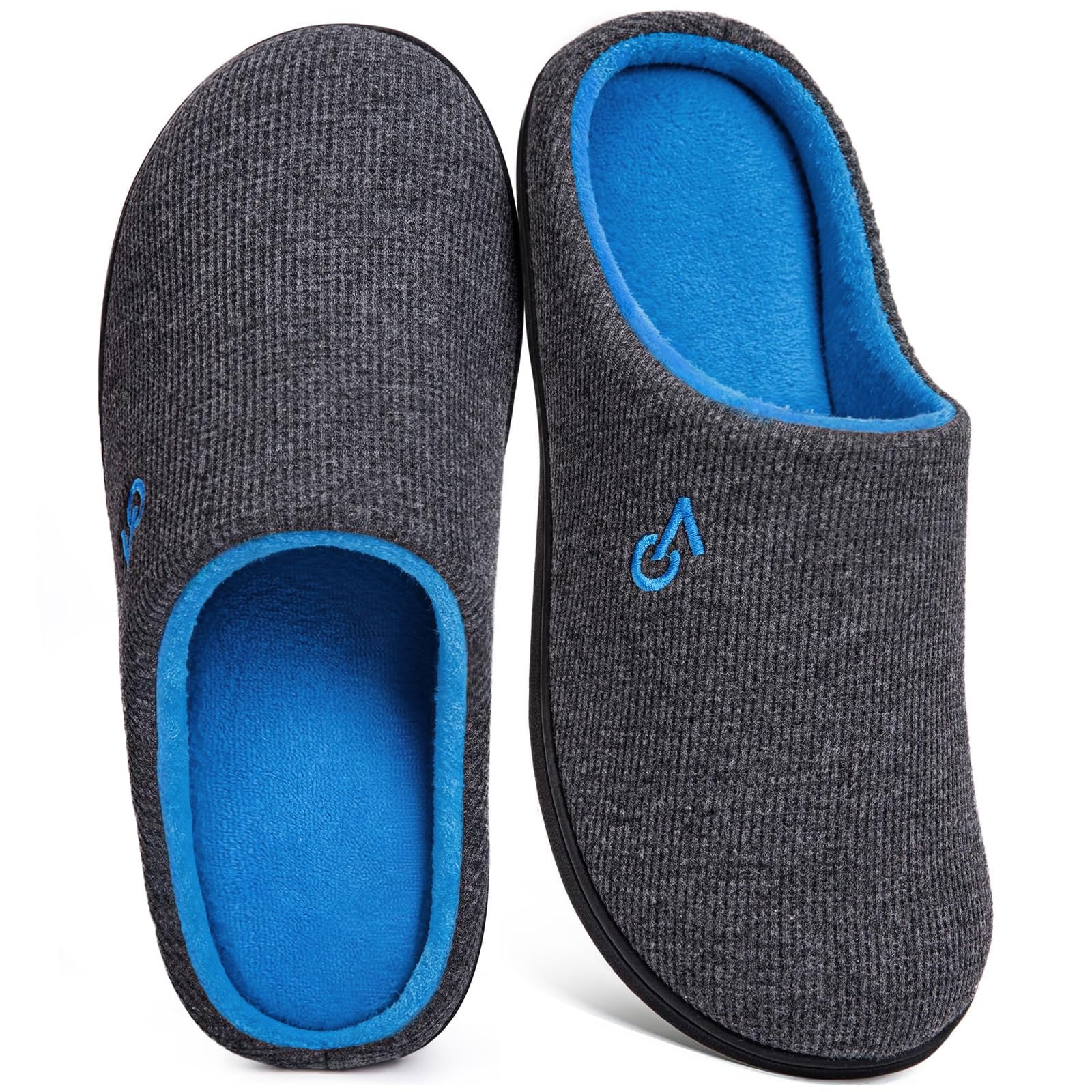 Men's Two Tone Cozy House Slippers Grey