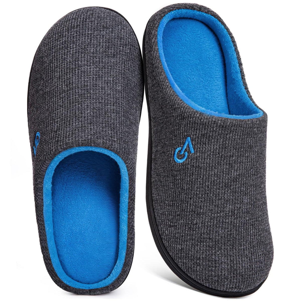 Men's Two Tone Cozy House Slippers Dark Gray