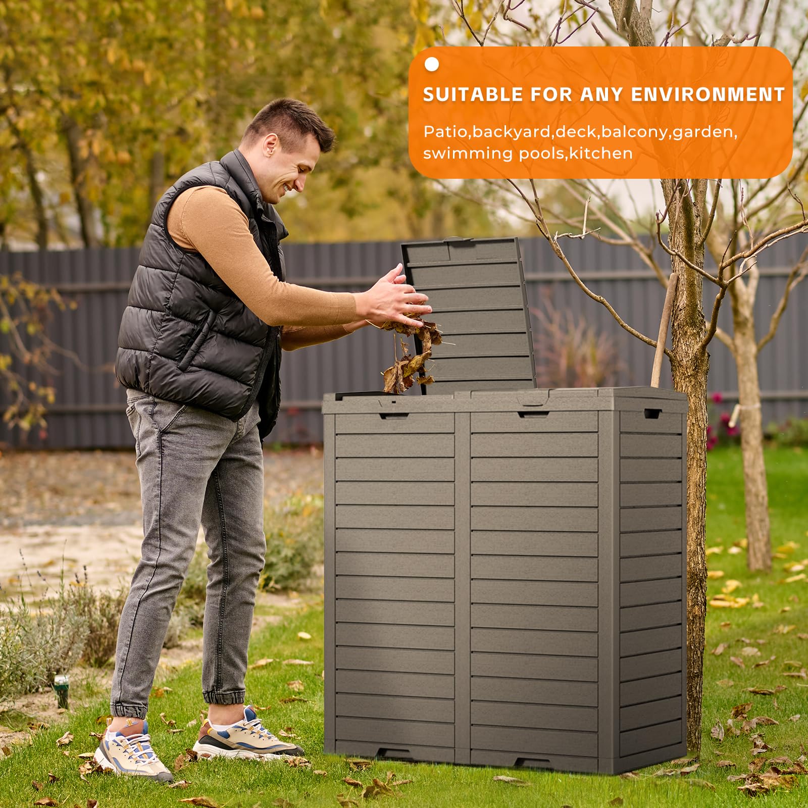 62 Gallon Outdoor Trash Can with lid