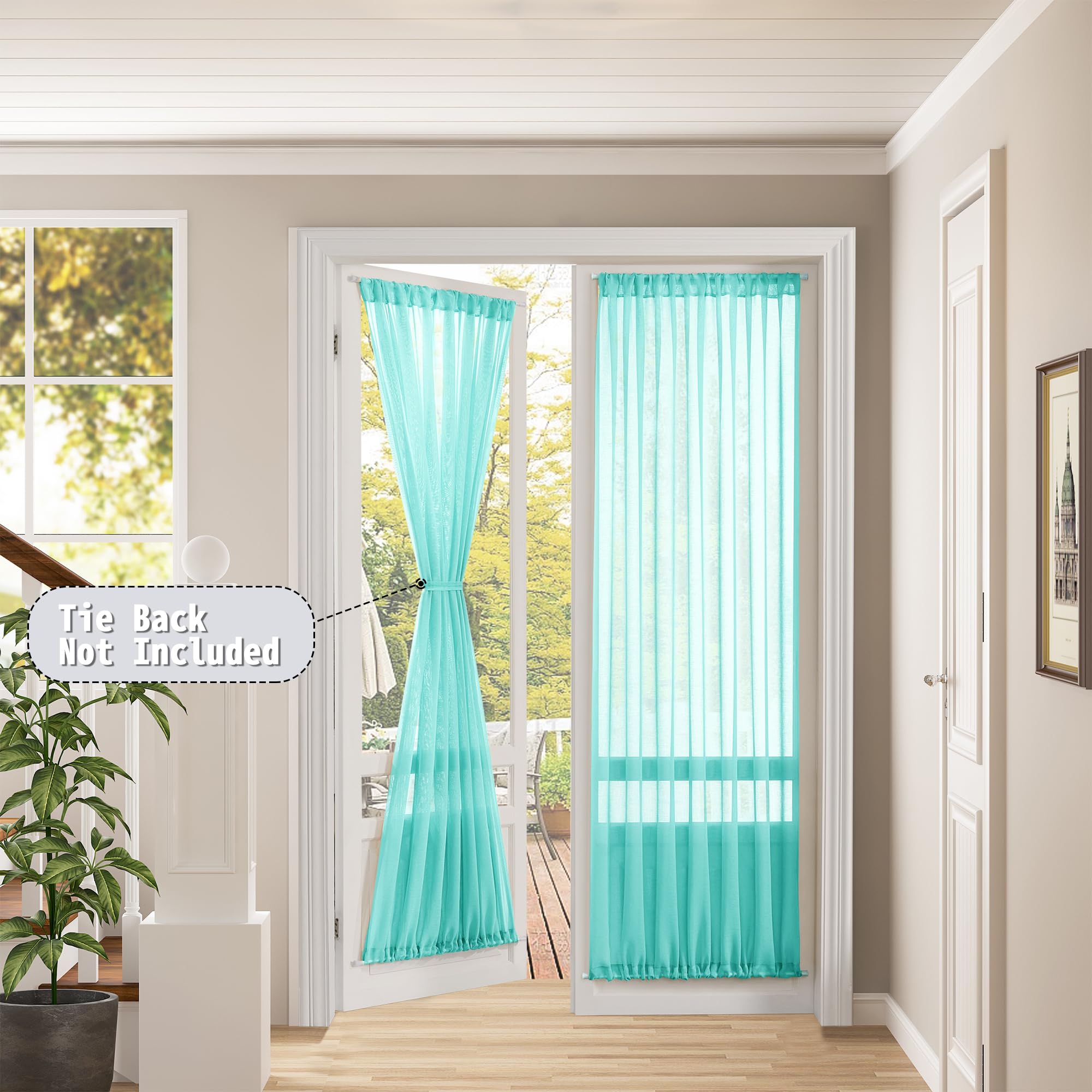 Sheer Door Curtains Closet Linen Textured Curtains Sheer Doorway Light Filtering Voile French Doors Rod Pocket Curtain Patio Glass Door