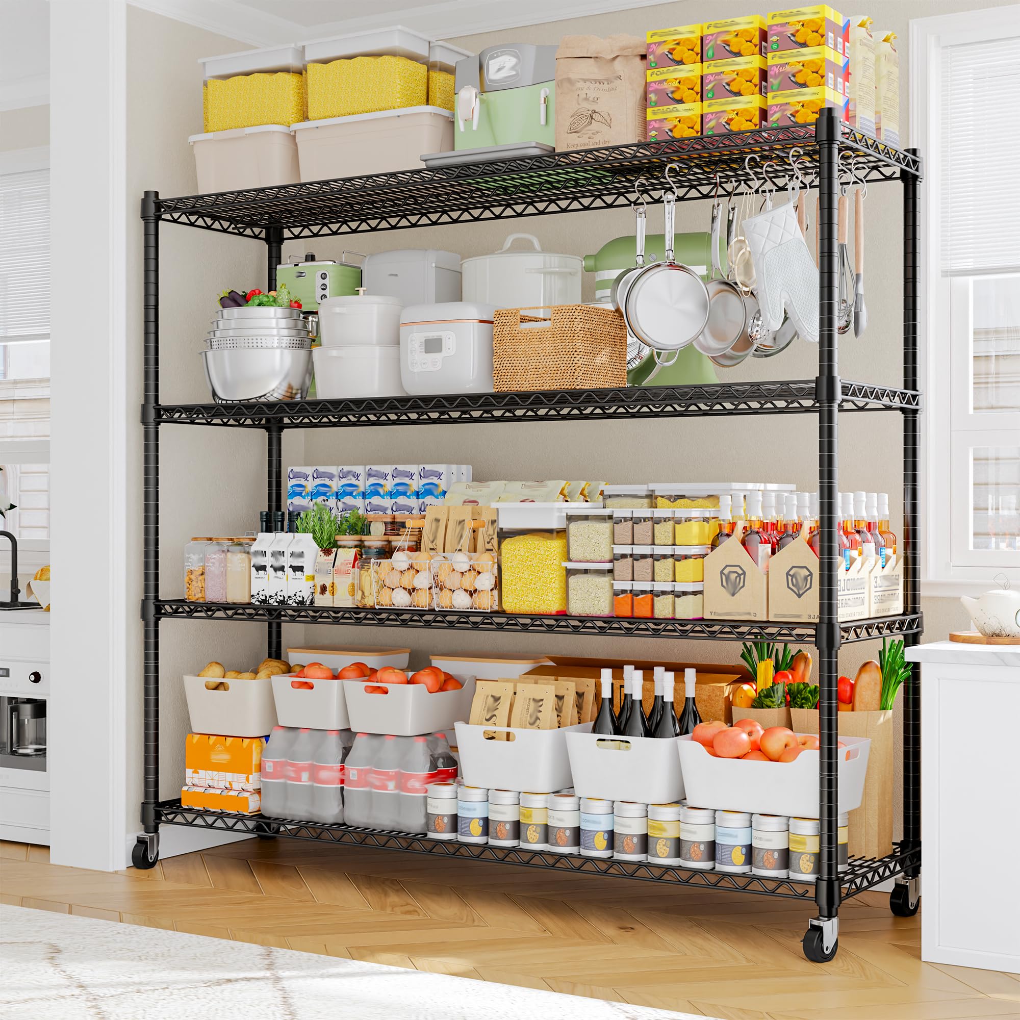 4 Tier Heavy Duty Shelving with Wheels