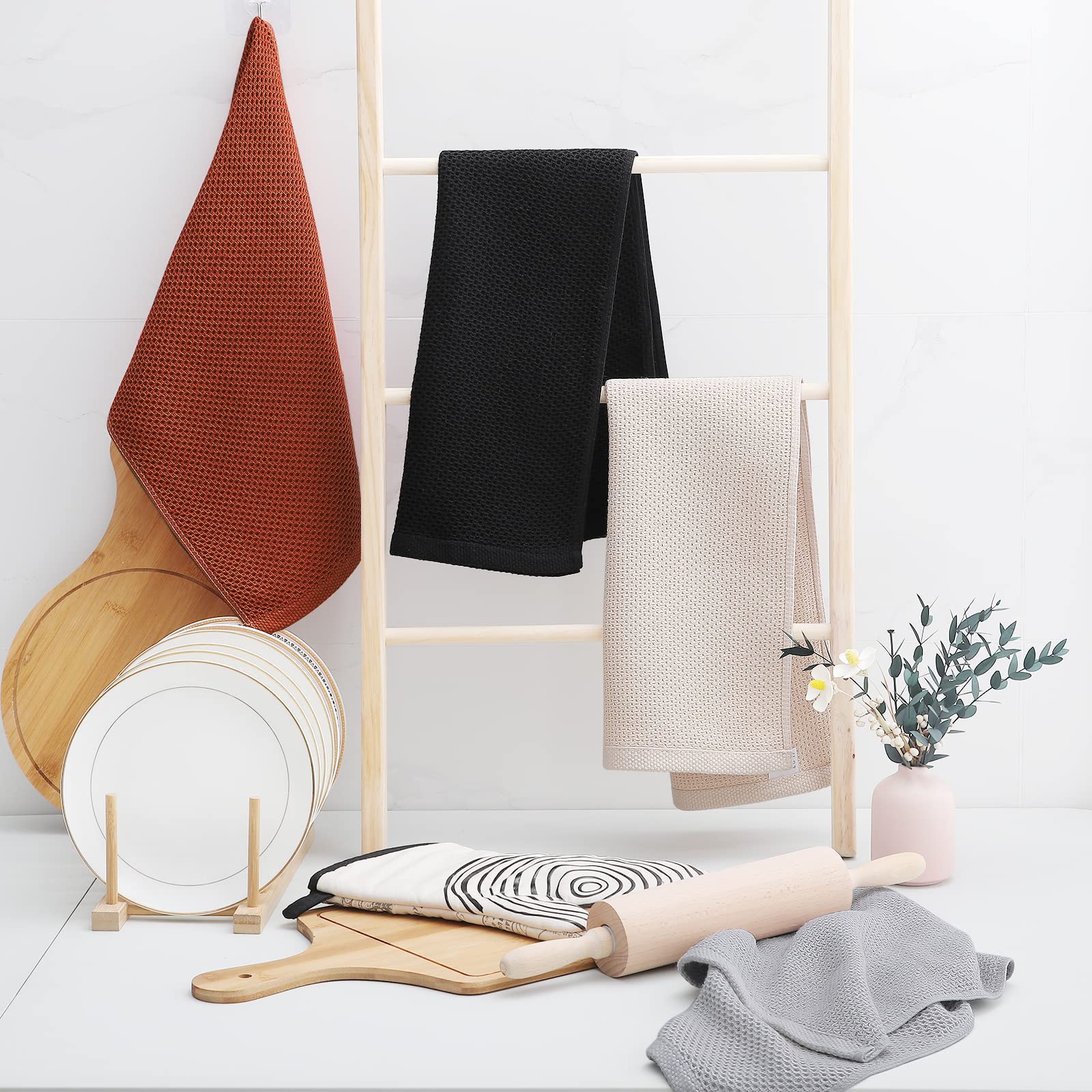 100% Cotton Waffle Weave Kitchen Dish Towels 4 (4 Count)