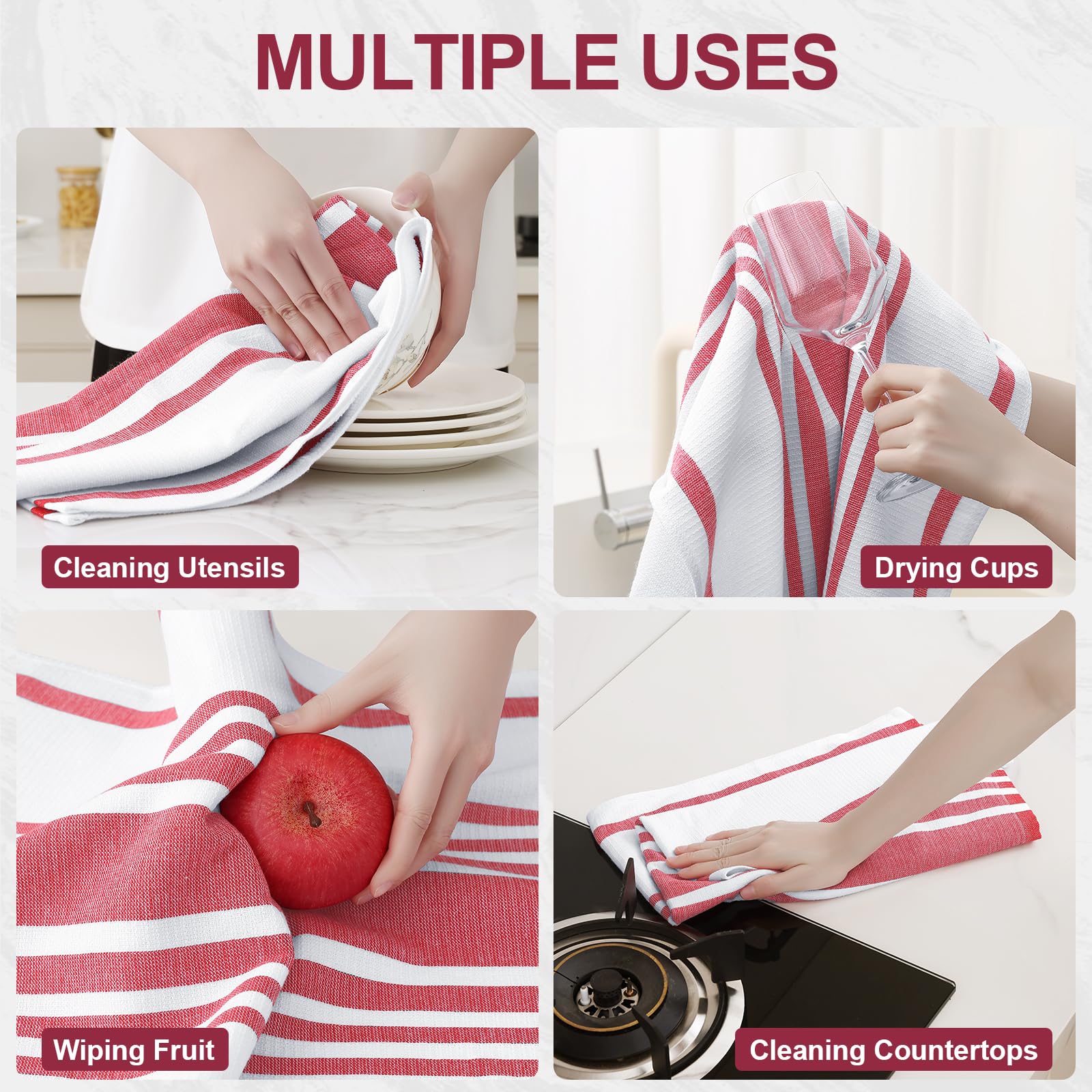 Premium Cotton Stripe Kitchen Towels 8 Pack (8 Count)