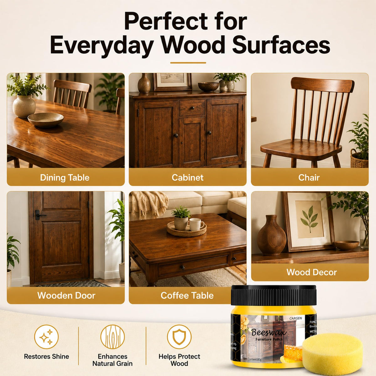 3PCS Beeswax Wood Polish (8.46 Ounce)