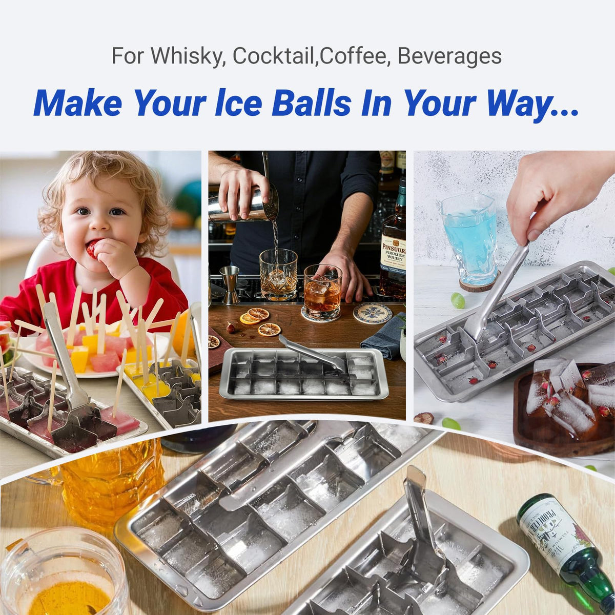 2 Pcak 18 Slot Ice Cube Trays Stainless Steel (18 Count)