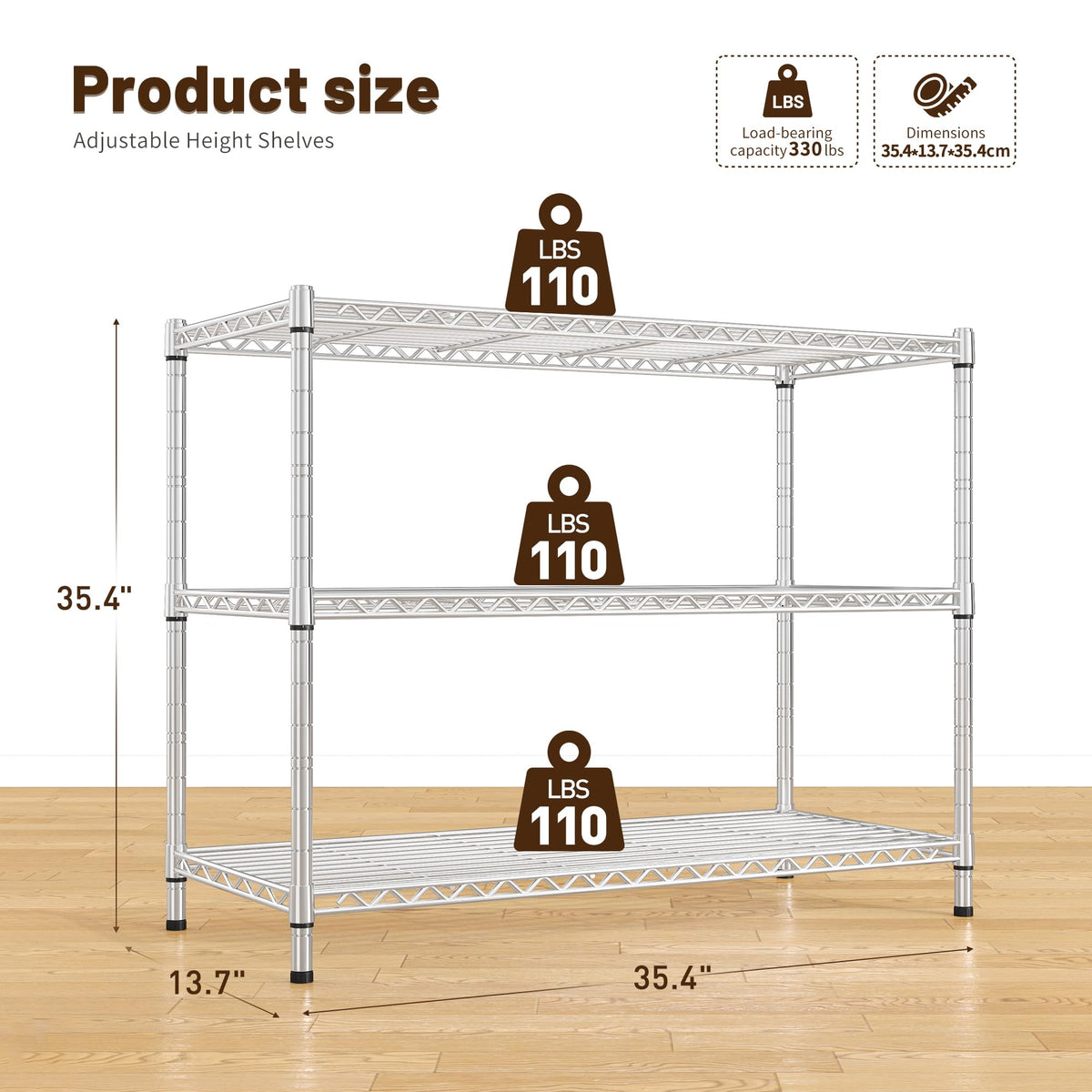 Heavy Duty 3 Tier Metal Shelving Unit (2 Count)