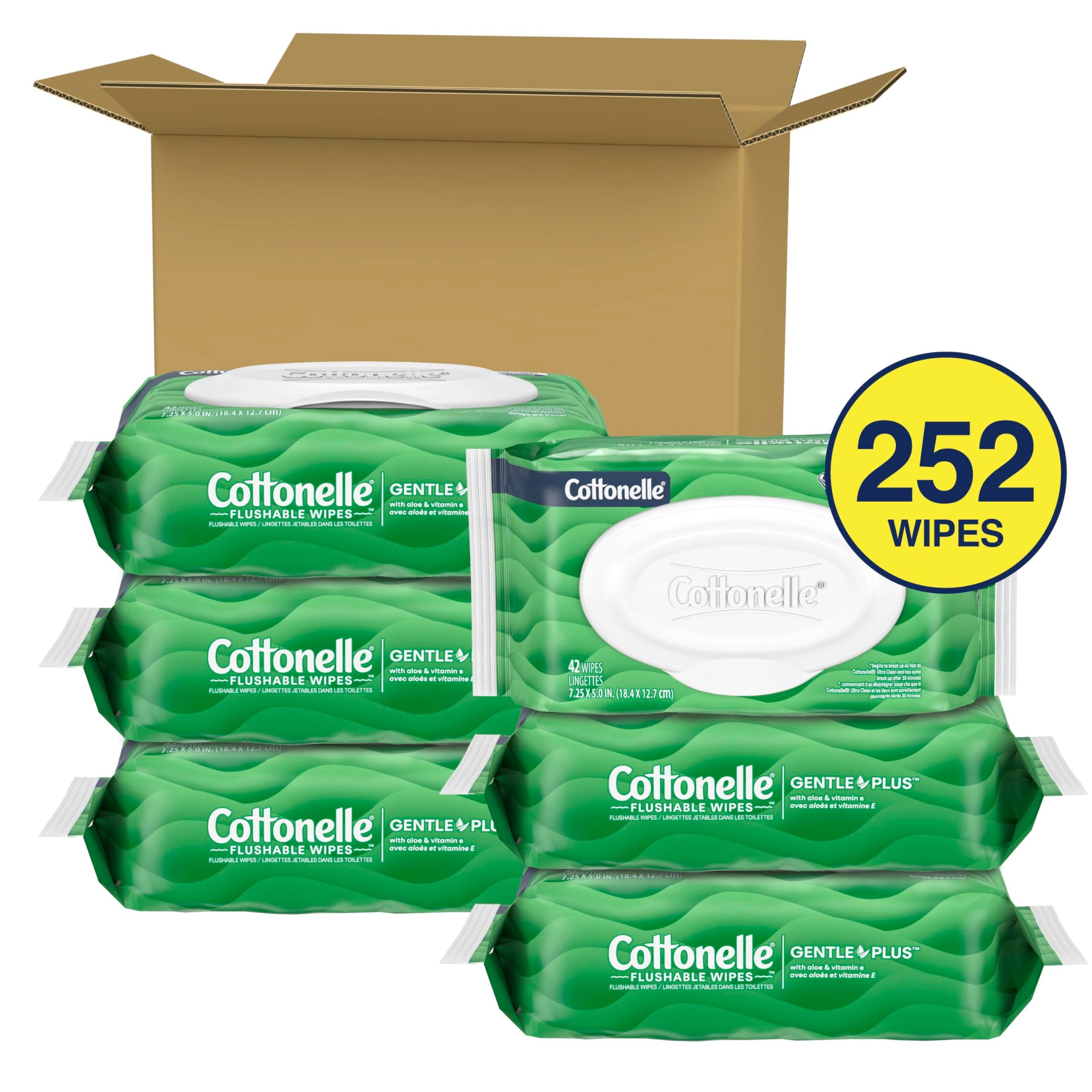 GentlePlus Flushable Wet Wipes with Aloe & Vitamin E (252 Count)