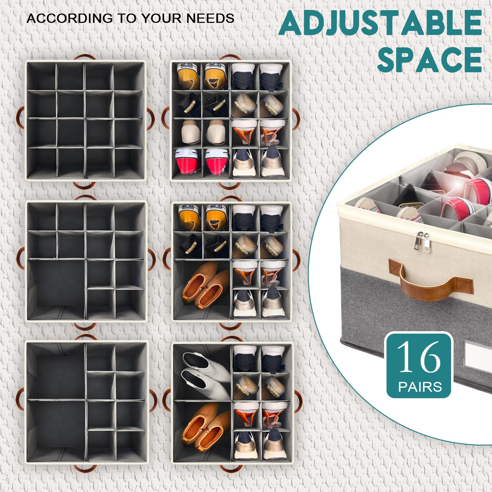 1 Pack Shoe Organizer for Closet Foldable Storage Box with Clear Cover
